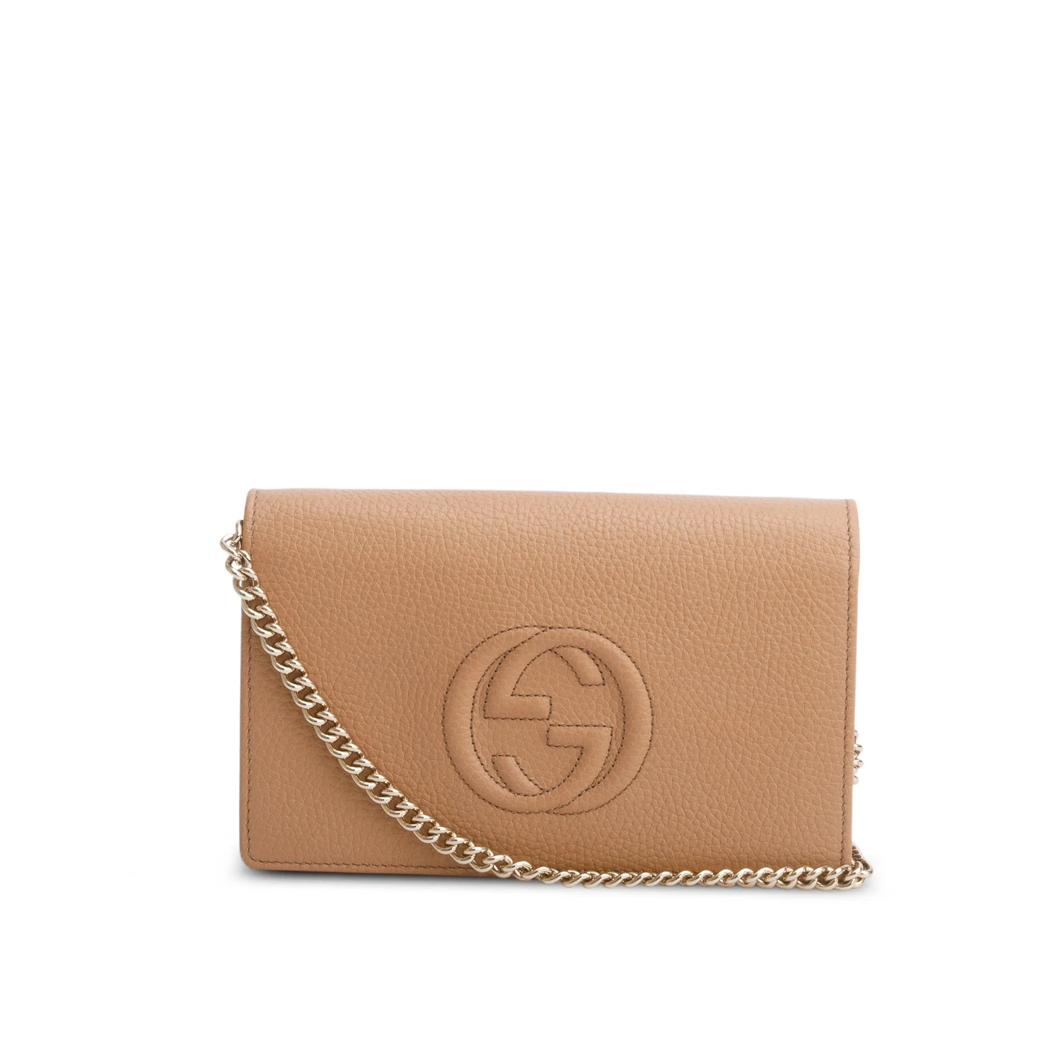 Gucci Brown Pebbled Calfskin Soho Wallet on Chain