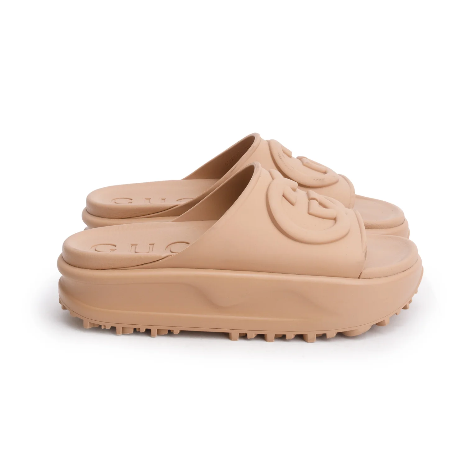 Gucci Brown Soft Rubber Interlocking G Platfrom 42mm Slide Sandals, Size 38 w/ Box - Image 3