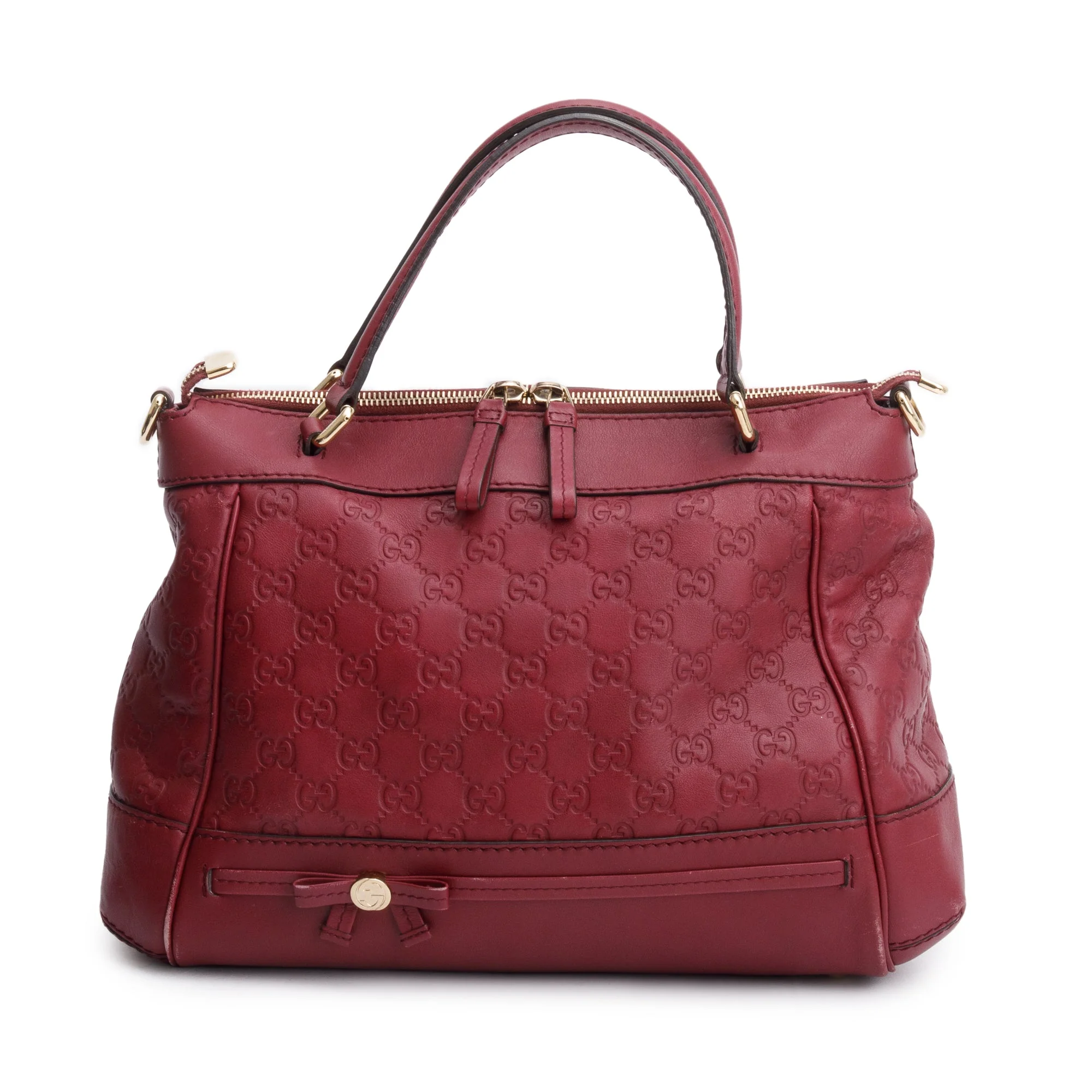 Gucci Burgundy Guccissima Leather Medium Mayfair Tote w/ Strap - Image 3