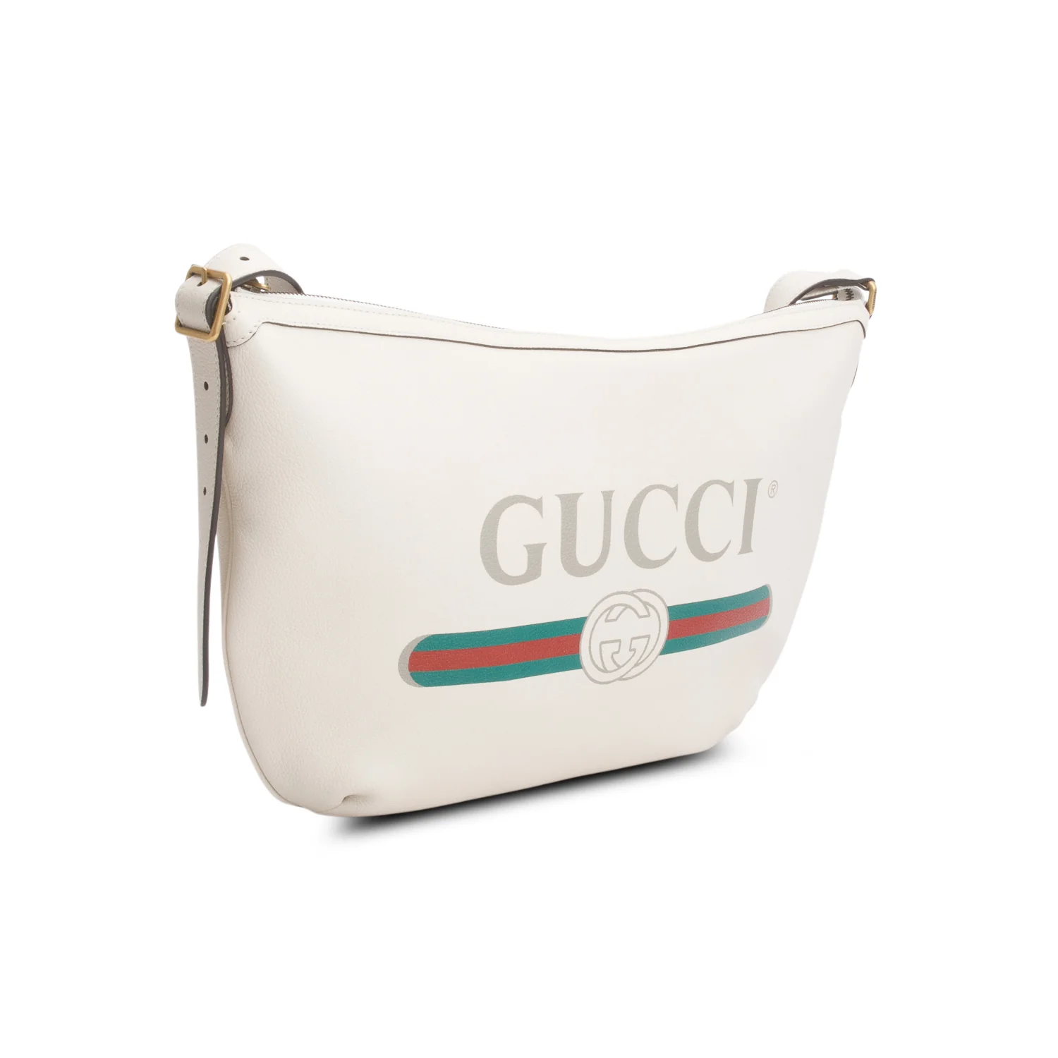 Gucci Cream Grained Calfskin Logo Half Moon Hobo - Image 4