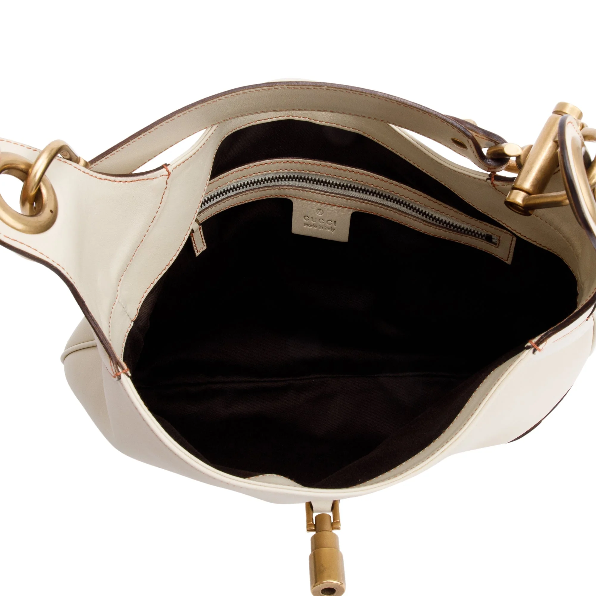 Gucci Creme Leather Medium Nailhead Jackie Hobo Bag - Image 9