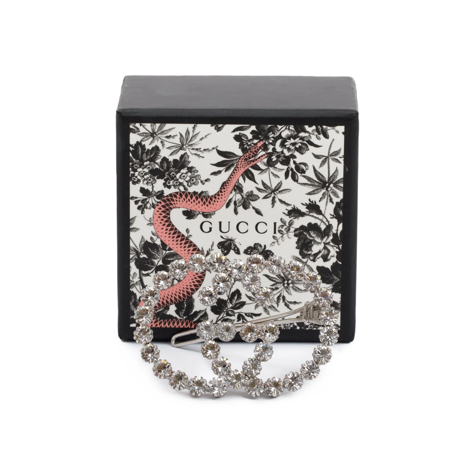 Gucci Crystal Embellished Interlocking G Hair Clip w/ Box - Image 3