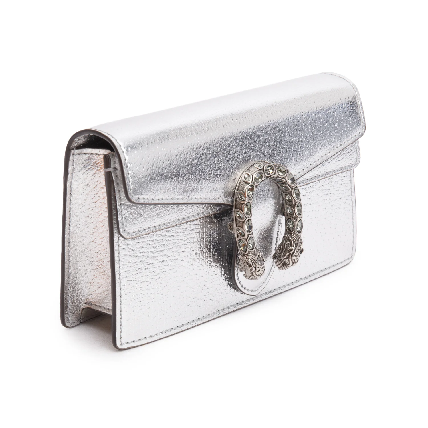 Gucci Dionysus Silver Calfskin Leather Dionysus Super Mini Bag w/ Box - Image 4