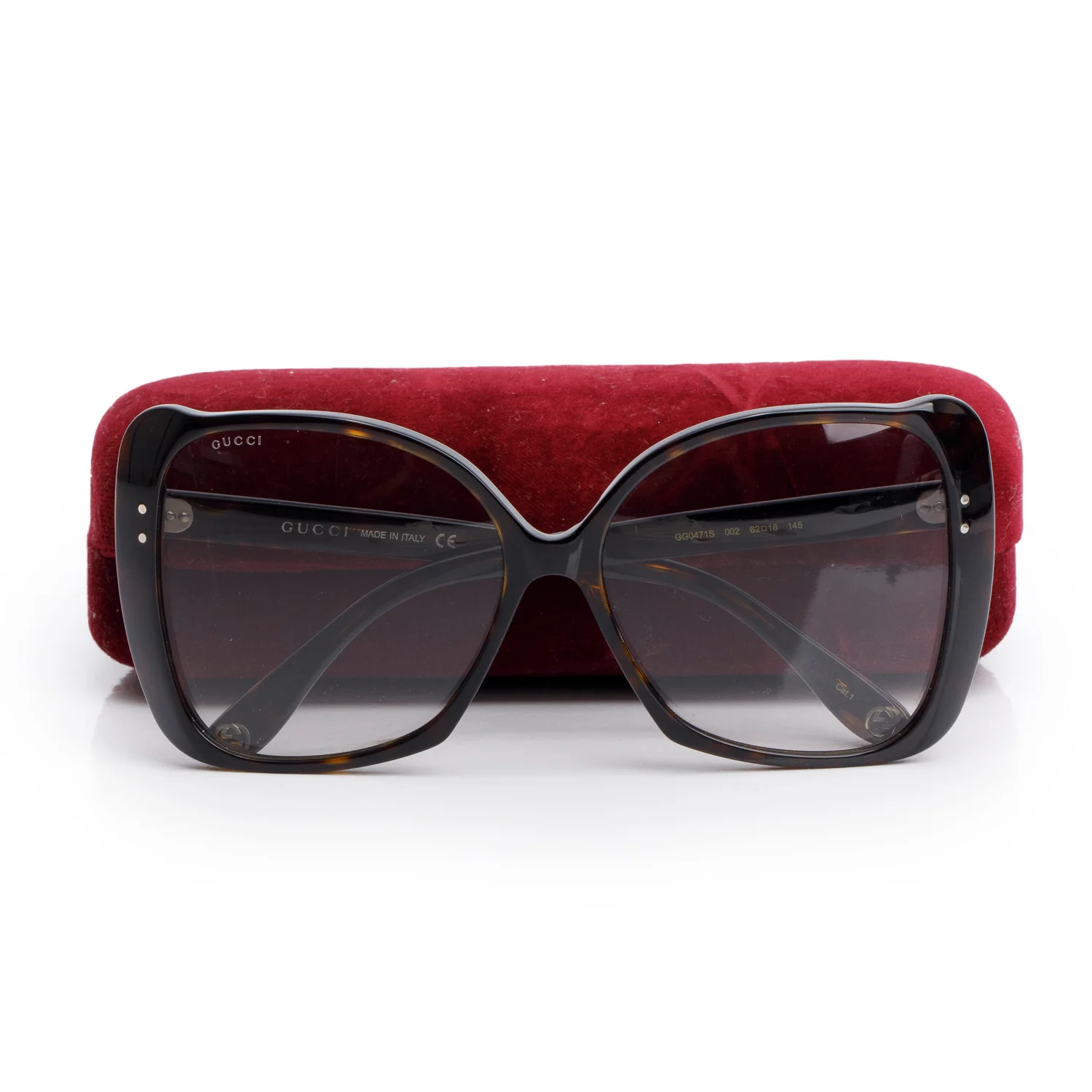Gucci GG 0471S Tortoise Shell Oversized Butterfly Sunglasses w/ Case - Image 2