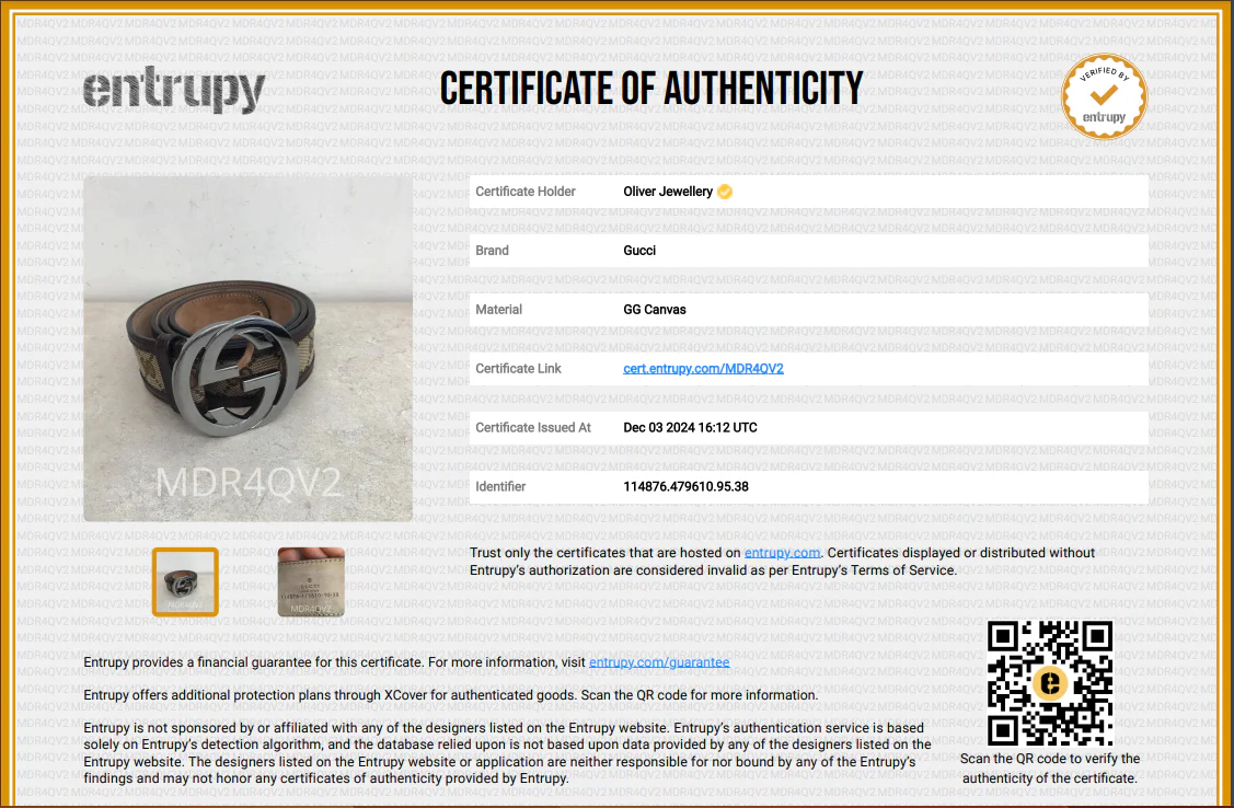Gucci GG Canvas & Brown Leather Belt With Interlocking G Buckle 95 38 - Image 3