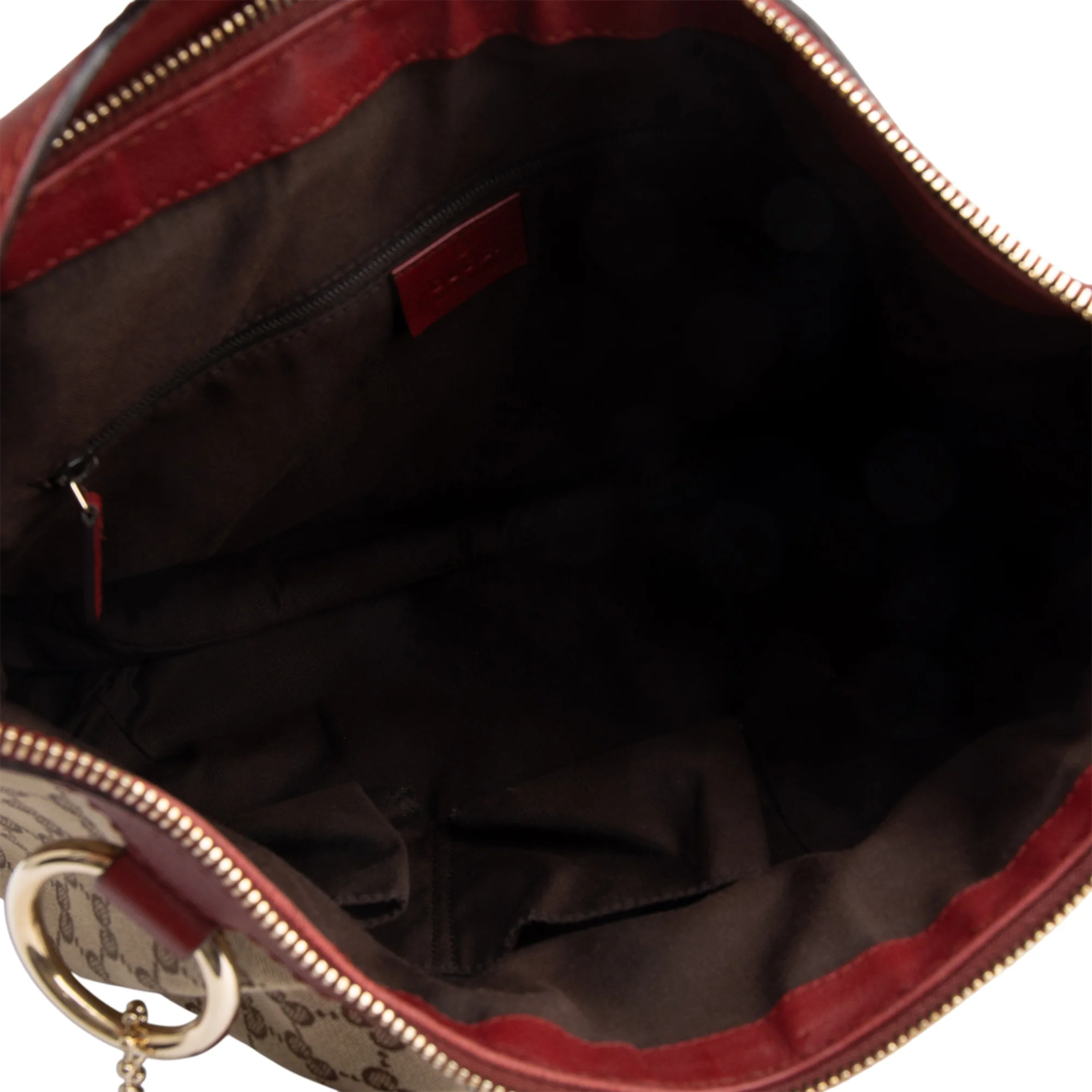Gucci GG Canvas Red Leather Trim Large Sukey Hobo - Image 6