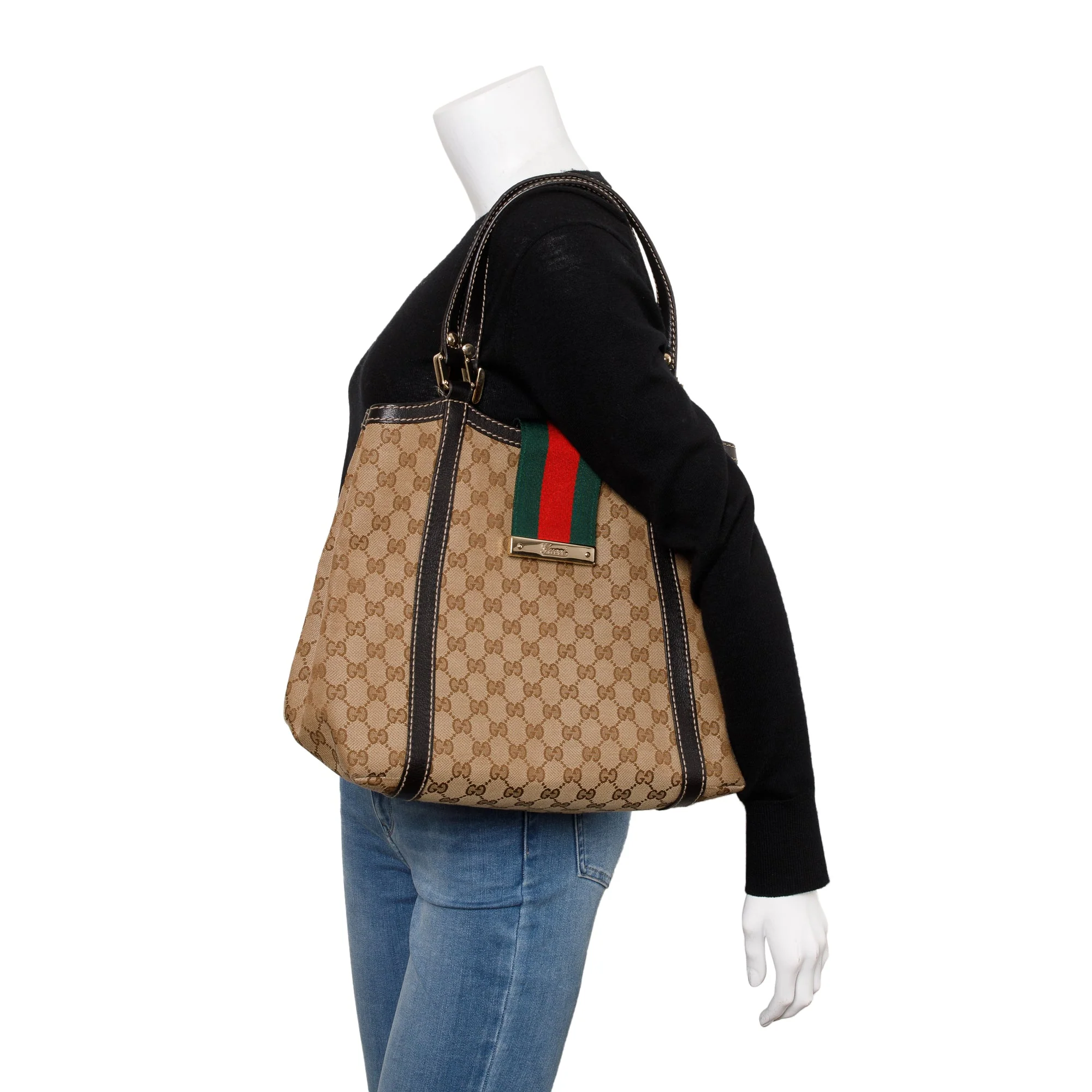 Gucci GG Canvas Web Medium New Ladies Shoulder Bag - Image 2