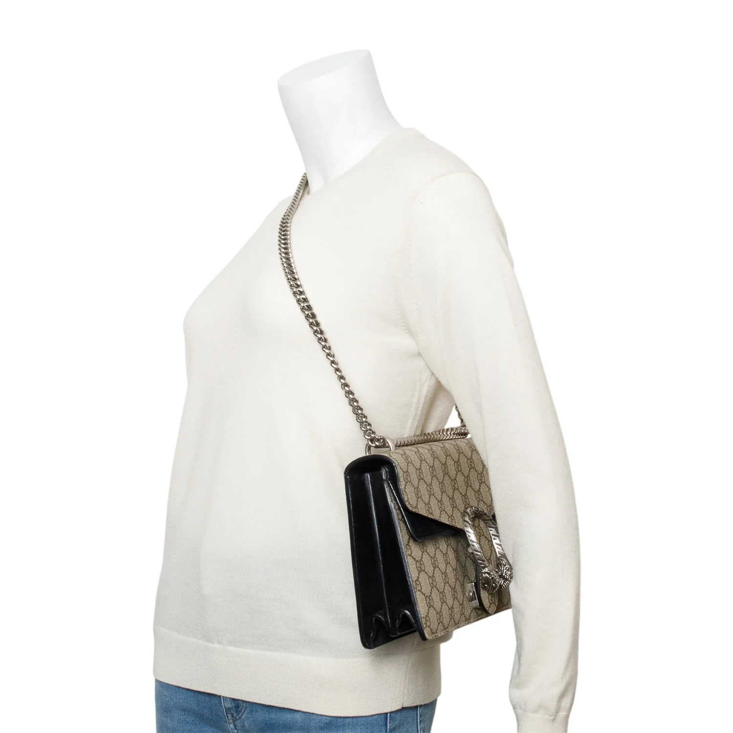 Gucci GG Supreme Black Suede Small Dionysus Shoulder Bag - Image 2