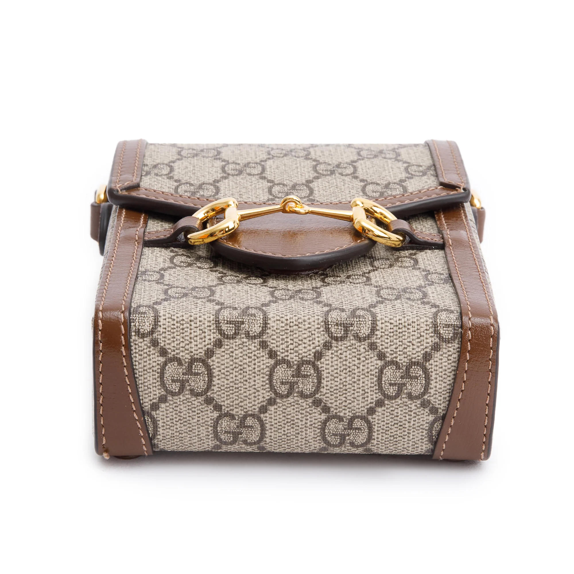 Gucci GG Supreme Brown Leather Trim Mini Horsebit 1955 Crossbody Bag w/ Box - Image 8