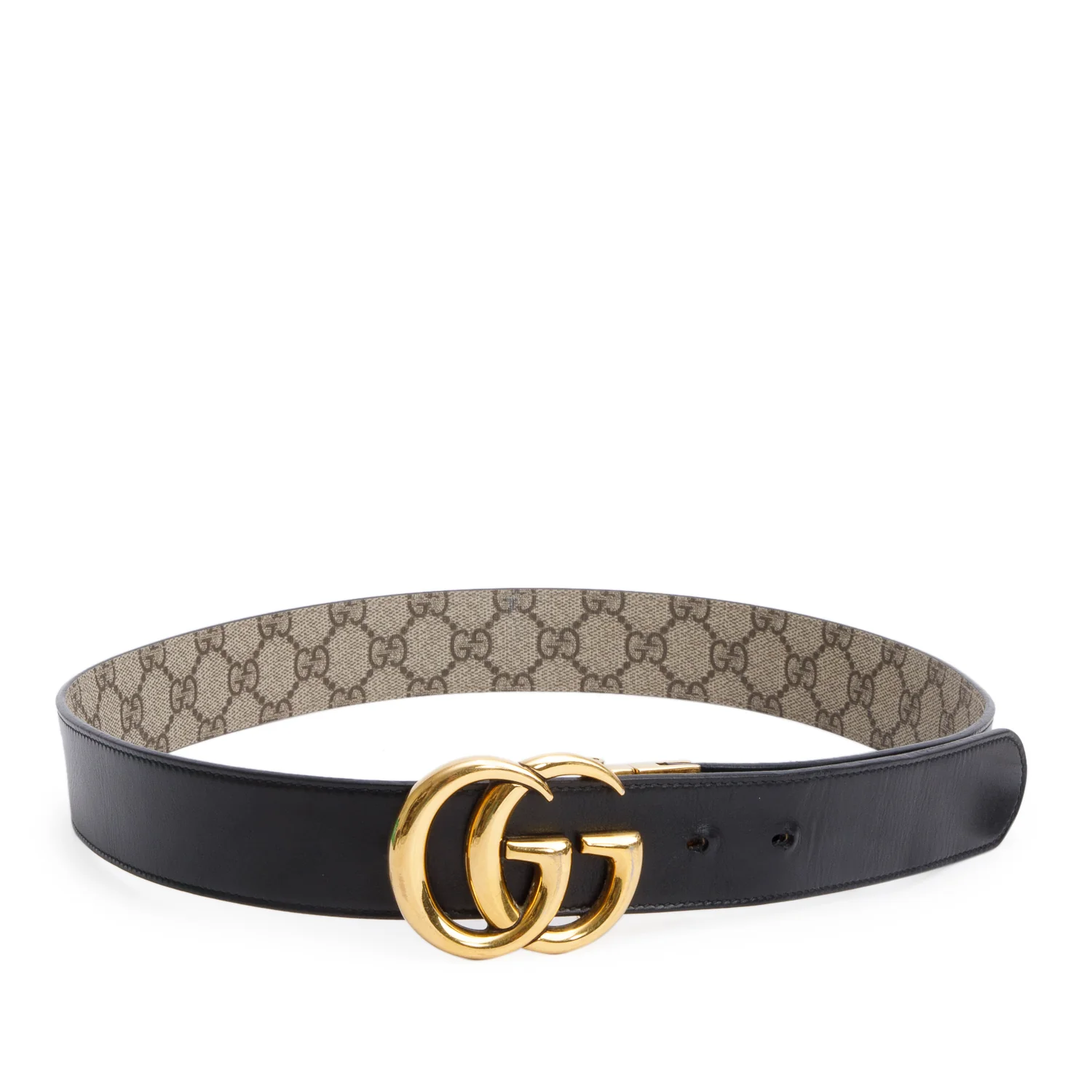 Gucci GG Supreme Canvas Black Calfskin Leather GG Marmont Reversible Belt 95 38 - Image 3