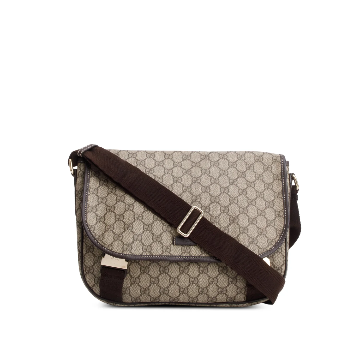 Gucci GG Supreme Double Buckle Flap Messenger Bag