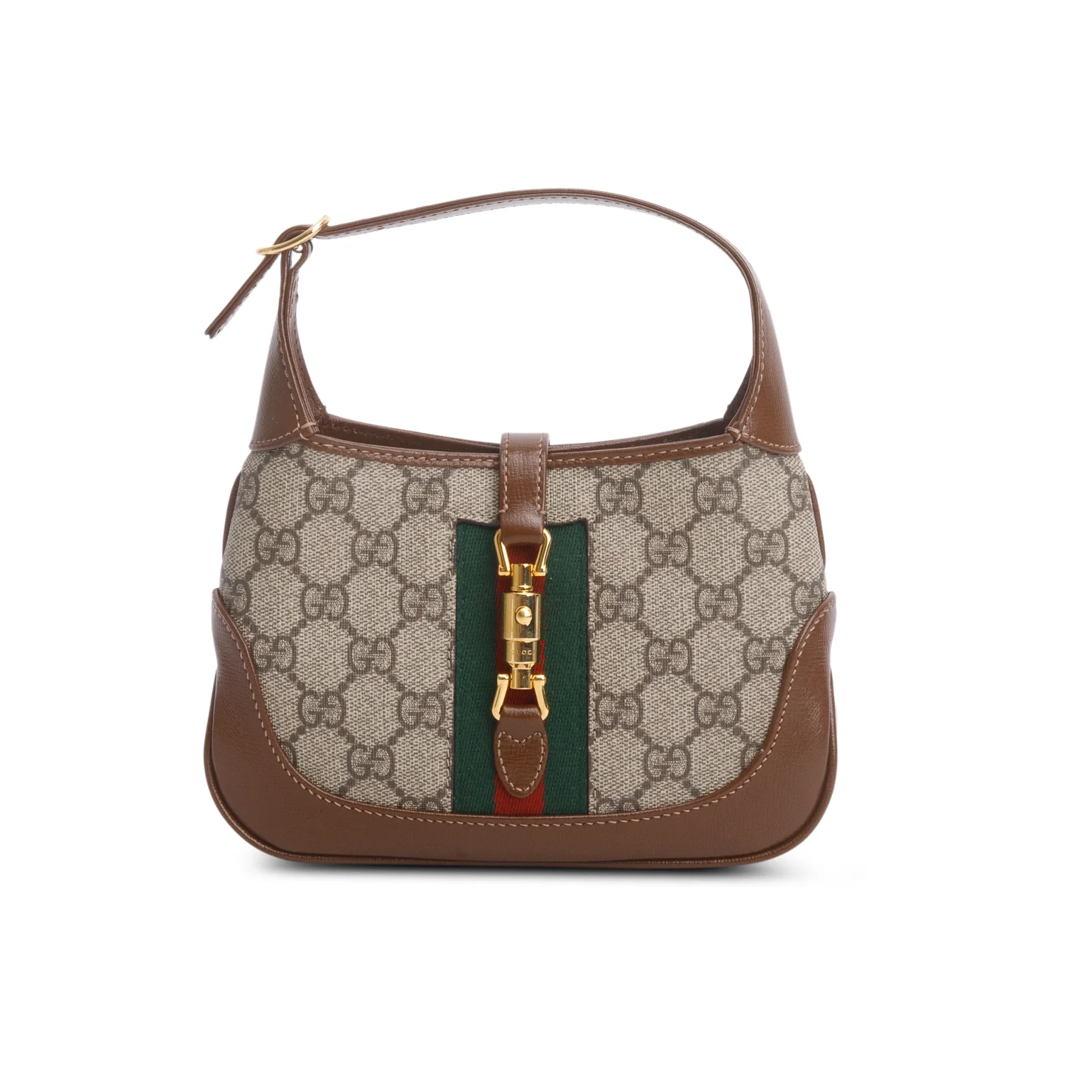 Gucci GG Supreme Monogram Azalea Calfskin Web Mini Jackie 1961 Hobo w/ Strap - Image 3