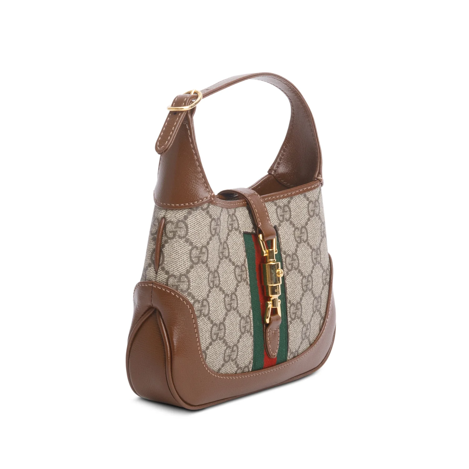 Gucci GG Supreme Monogram Azalea Calfskin Web Mini Jackie 1961 Hobo w/ Strap - Image 4