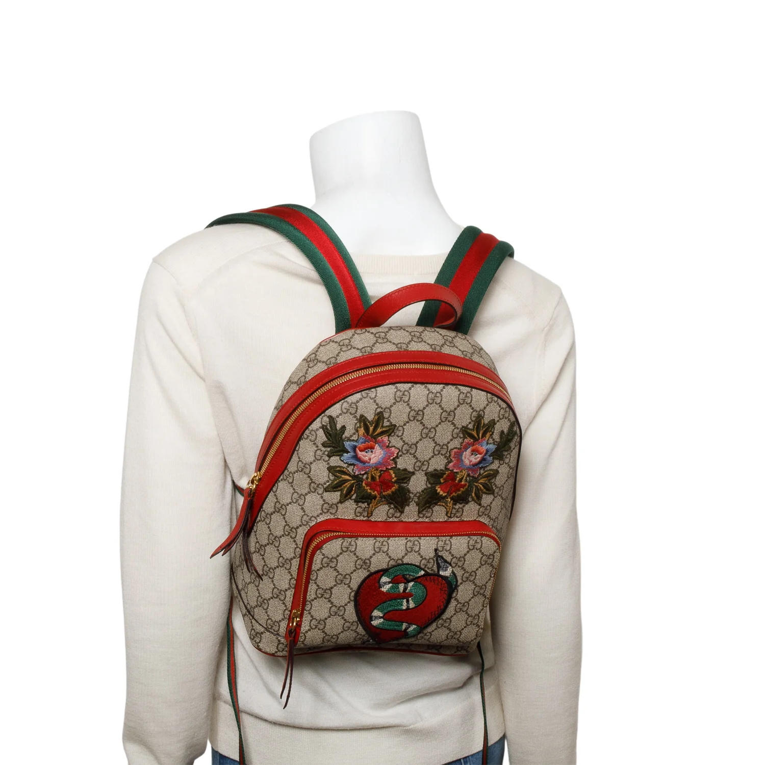Gucci GG Supreme Monogram Web Kingsnake Heart Embroidered Small Day Backpack - Image 2