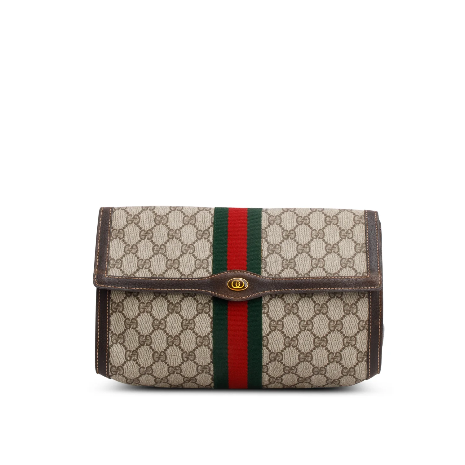 Gucci GG Supreme Monogram Web Sherry Line Clutch