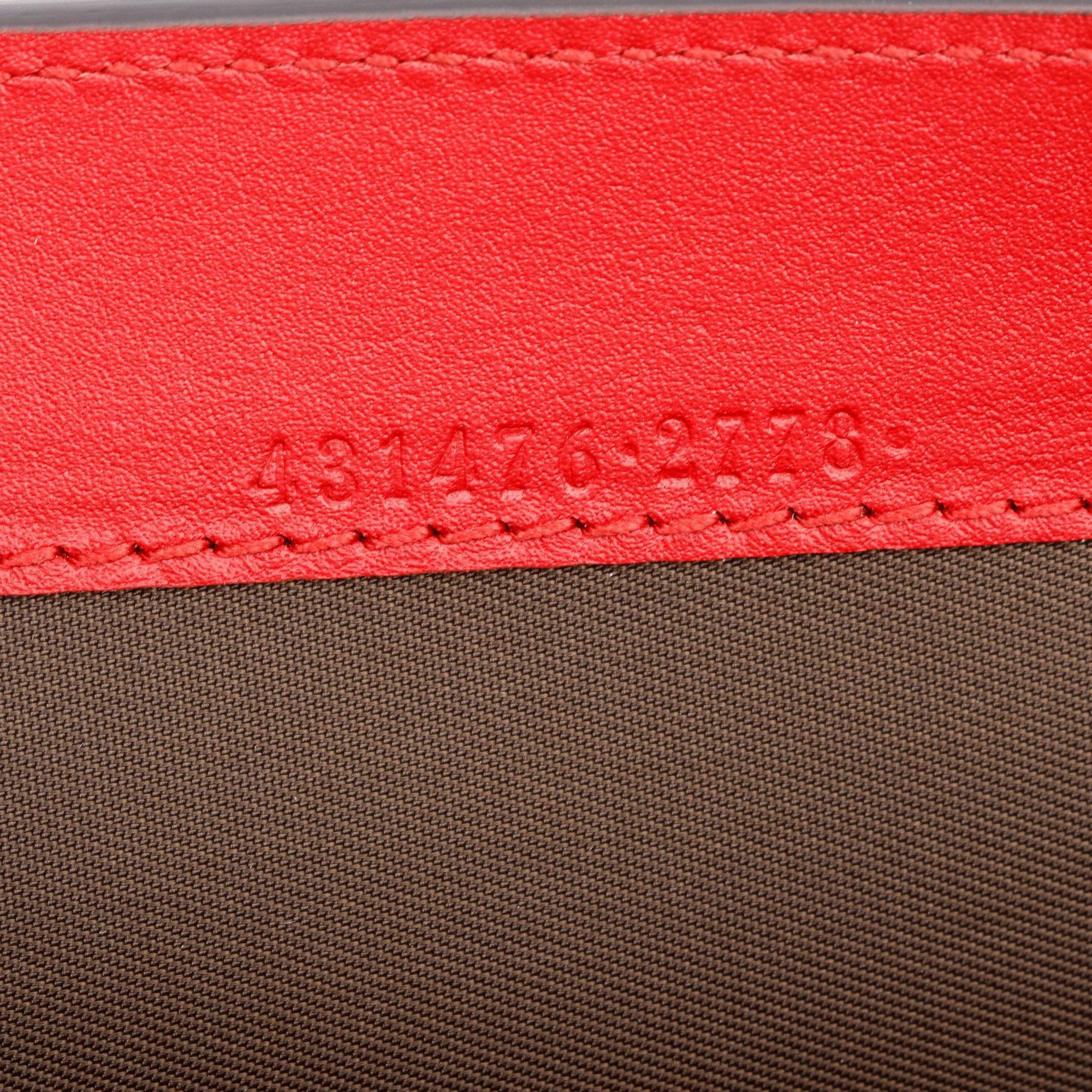 Gucci GG Supreme Red Leather Pearl Studs Peony Clutch - Image 8