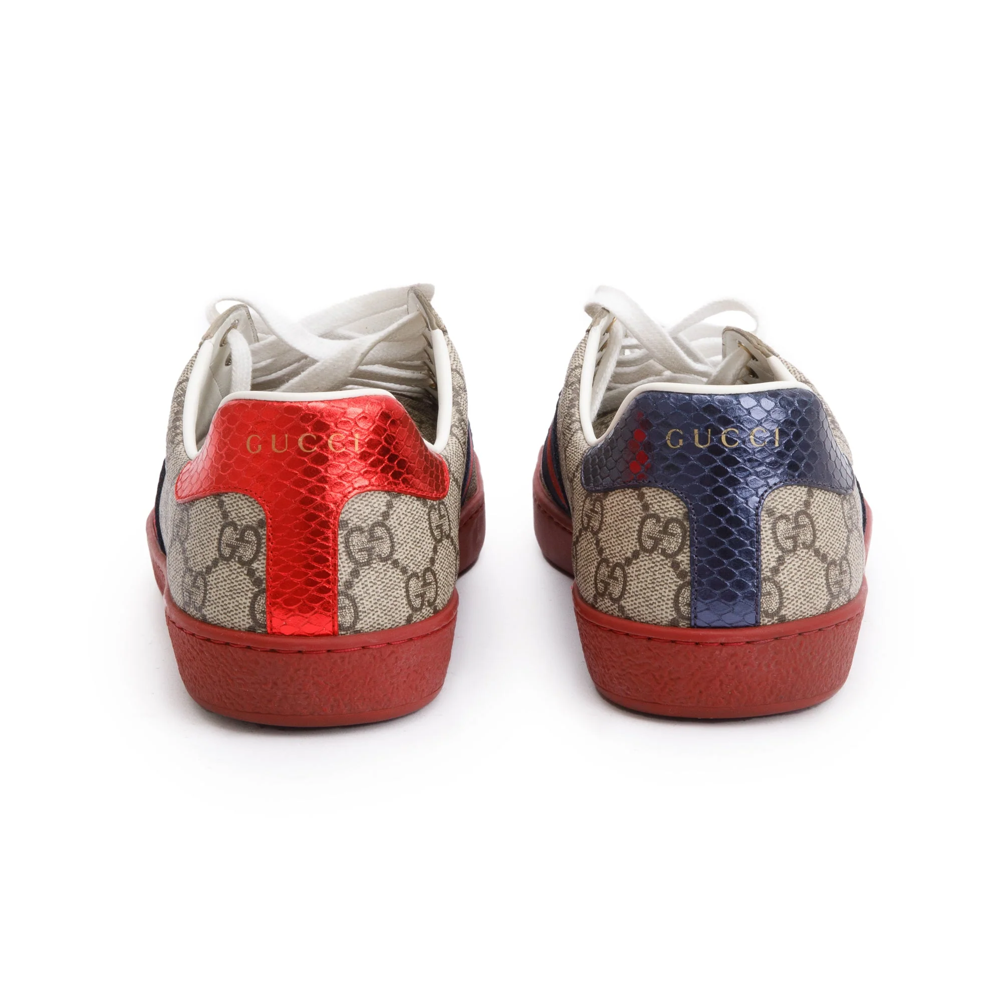 Gucci GG Supreme Red Python Trim Web Ace Sneakers, Size 8.5  w/ Box - Image 6