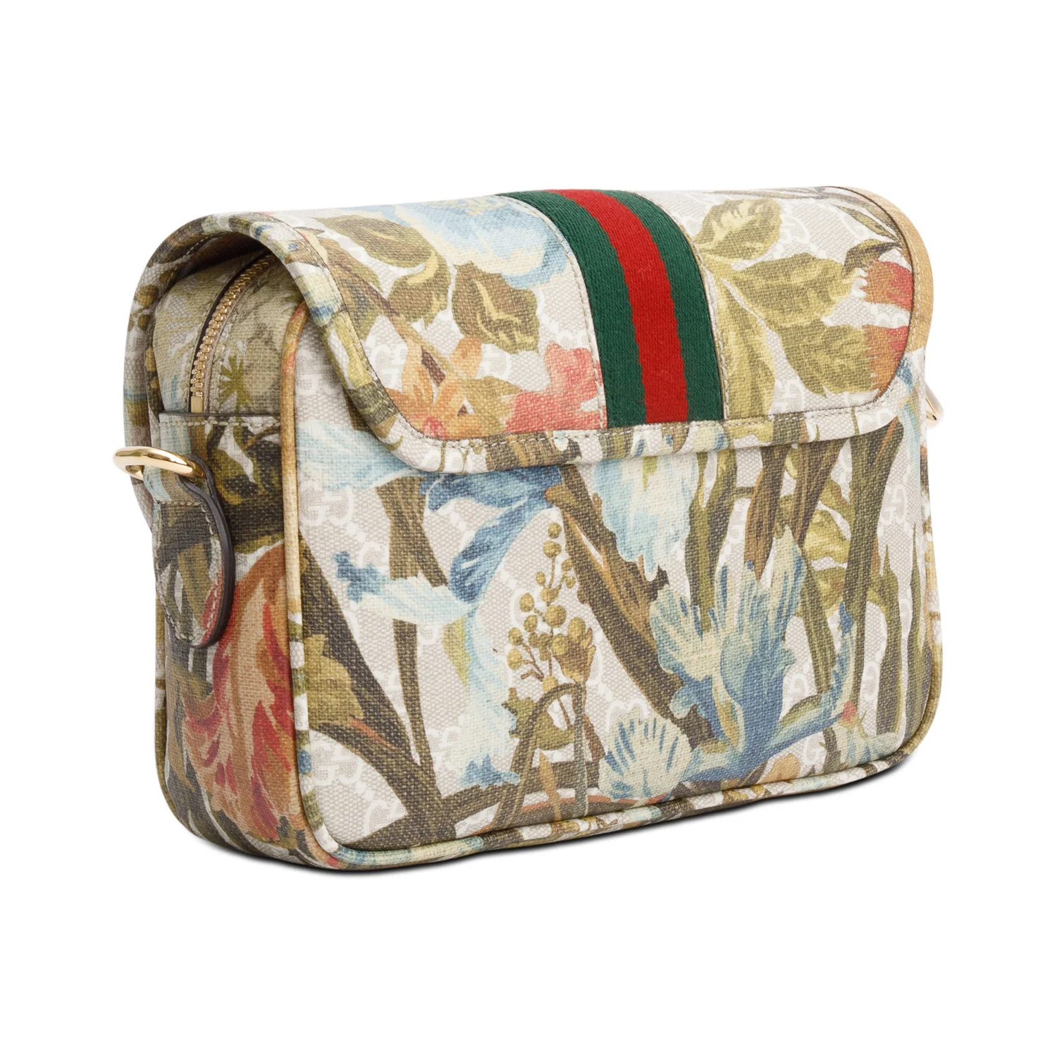 Gucci GG Supreme Water Flora Web Small Ophidia Flap Shoulder Bag w/ Box - Image 7