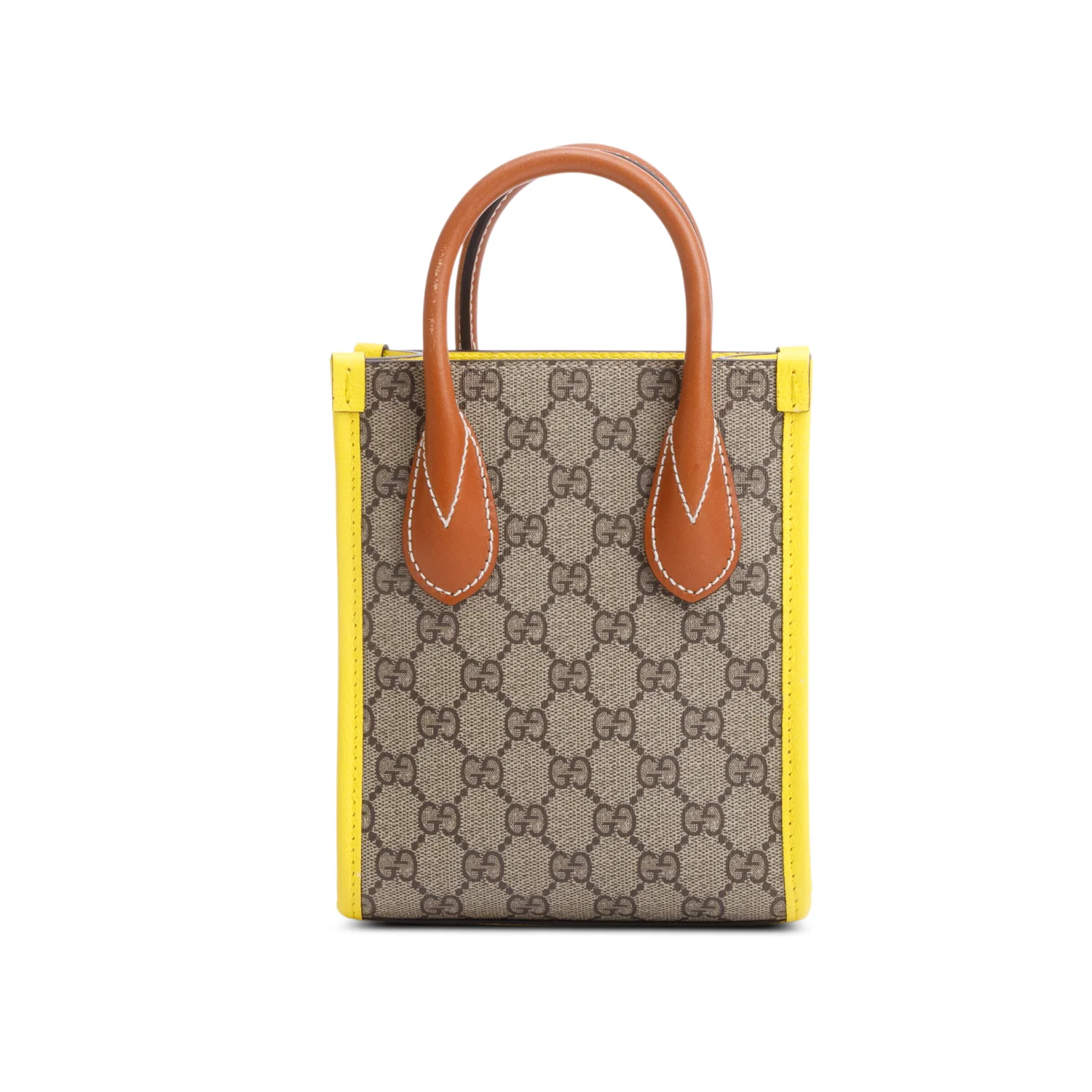 Gucci GG Supreme Yellow Leather Trim Heart Interlocking G Mini Tote w/ Strap - Image 5
