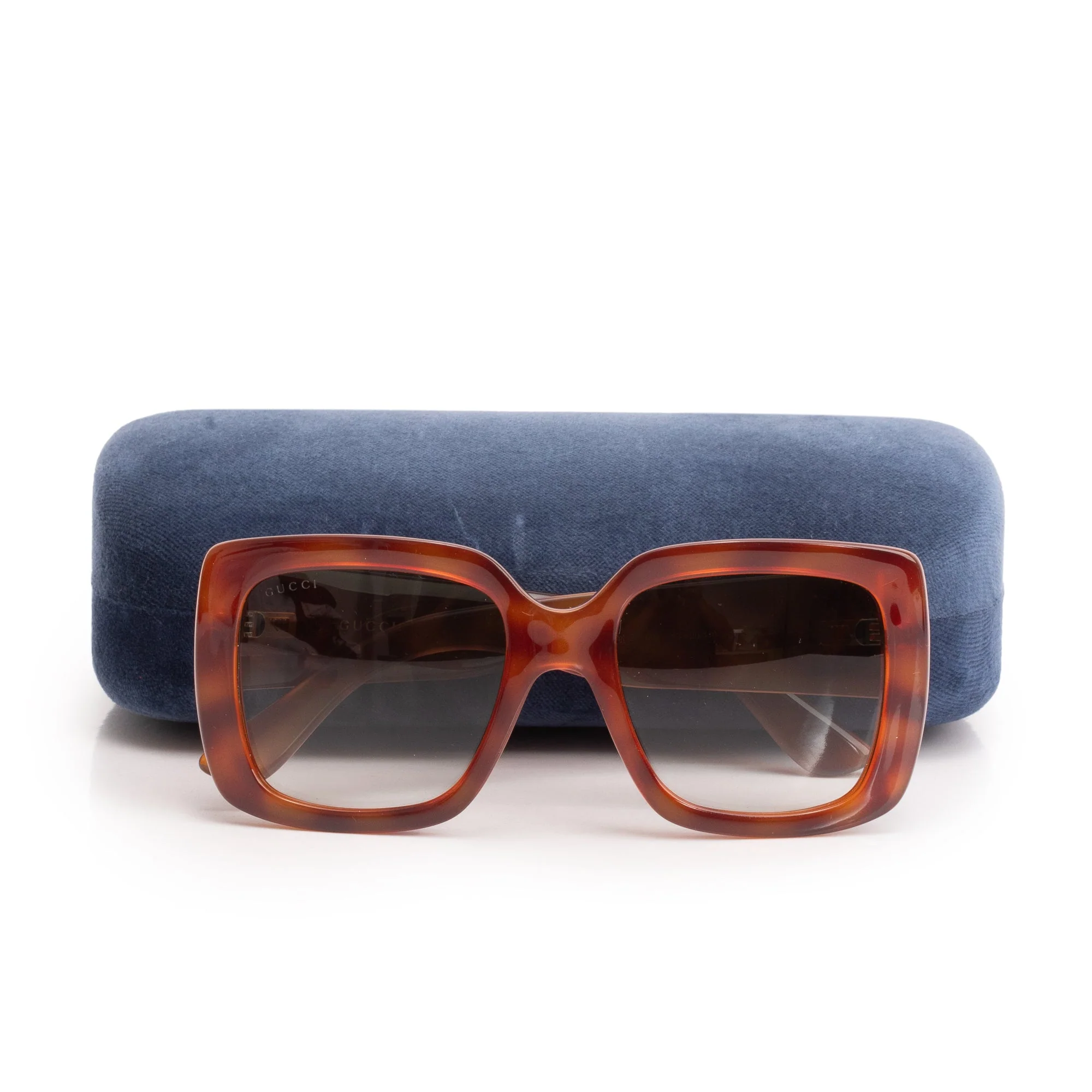 Gucci GG0141S Tortoise Acetate GG Logo Square Frame Sunglasses w/ Case - Image 2