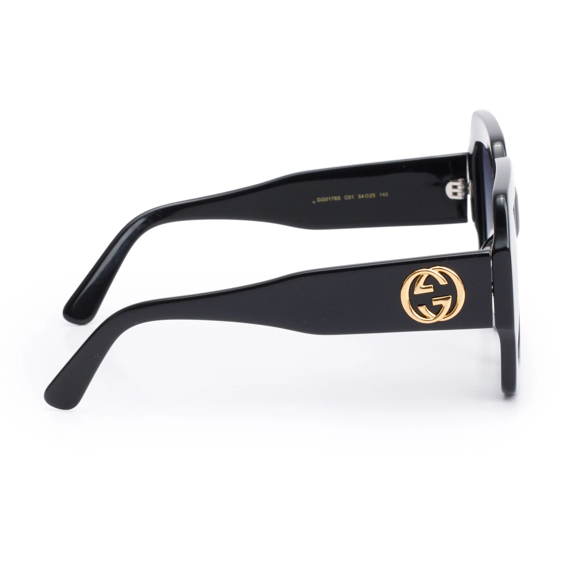 Gucci GG0178S Black Acetate Interlocking G Oversized Sunglasses w/ Case - Image 3