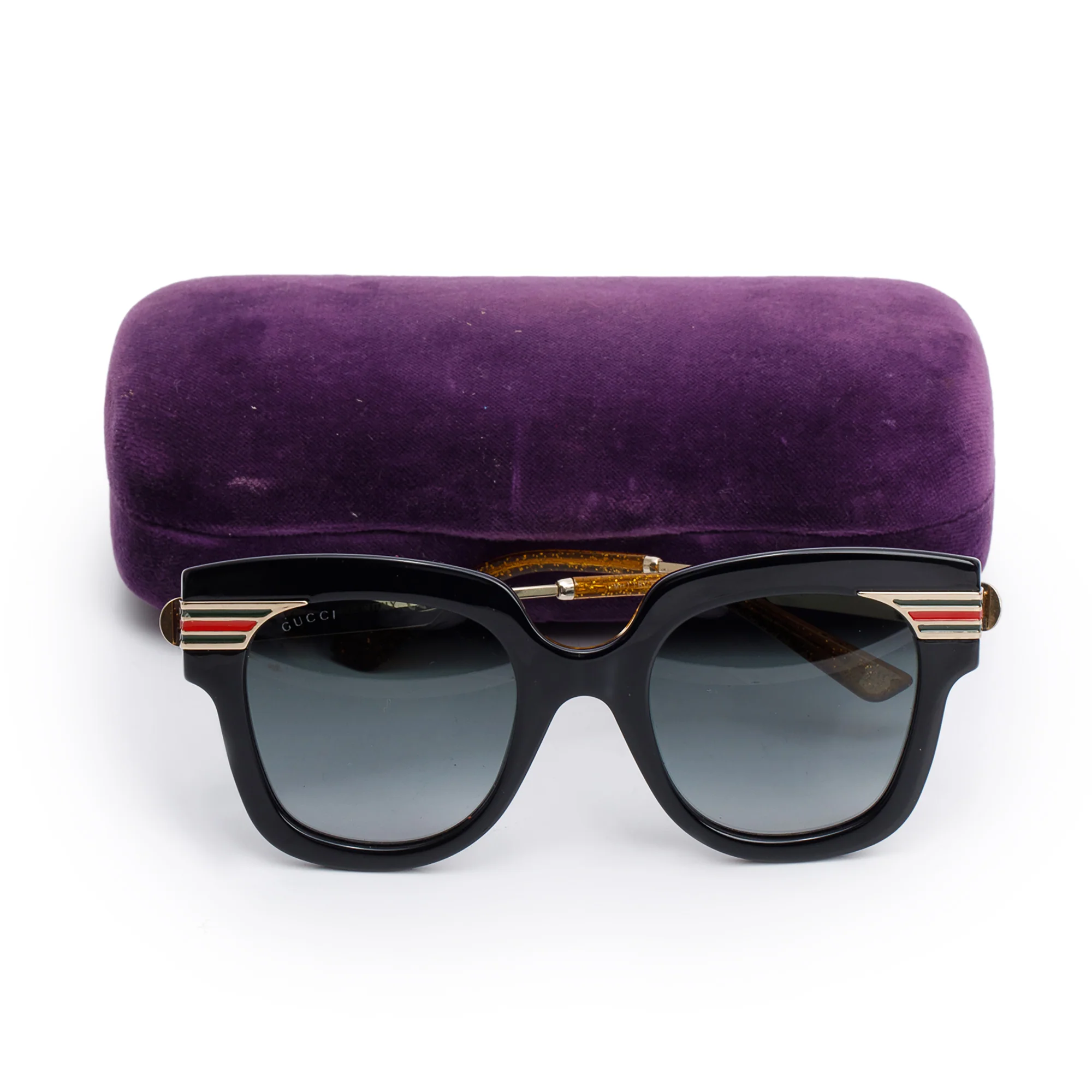Gucci GG0281S Black Acetate Interlocking G Web Accent Oversize Square Sunglasses w/ Case - Image 2