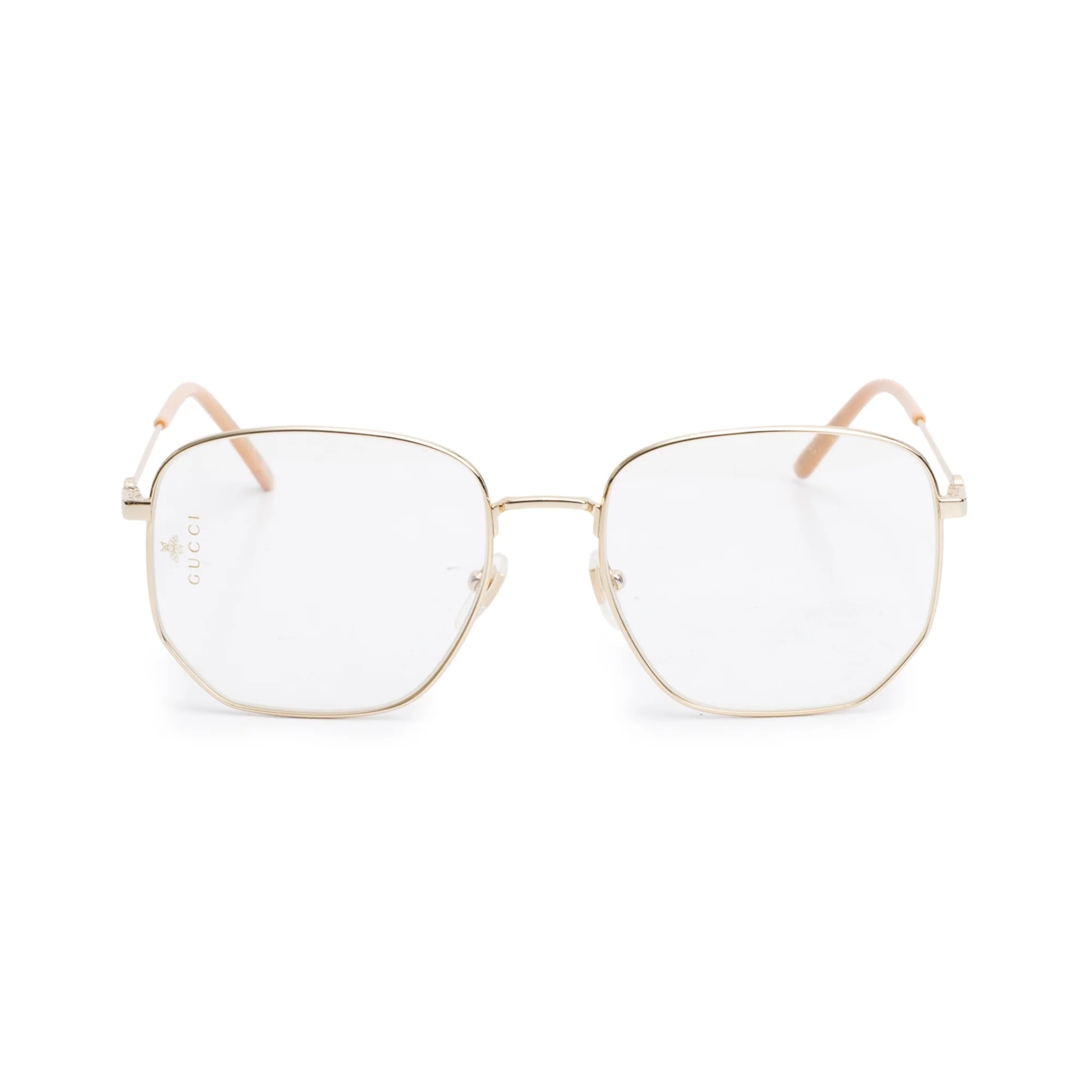 Gucci GG0396S Gold-Tone Metal Square Eyeglasses w/ Case