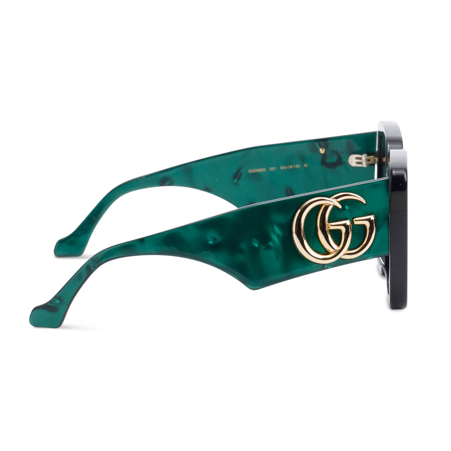 Gucci GG0956S Black/Green Acetate Square Frame Sunglasses w/ Case - Image 3