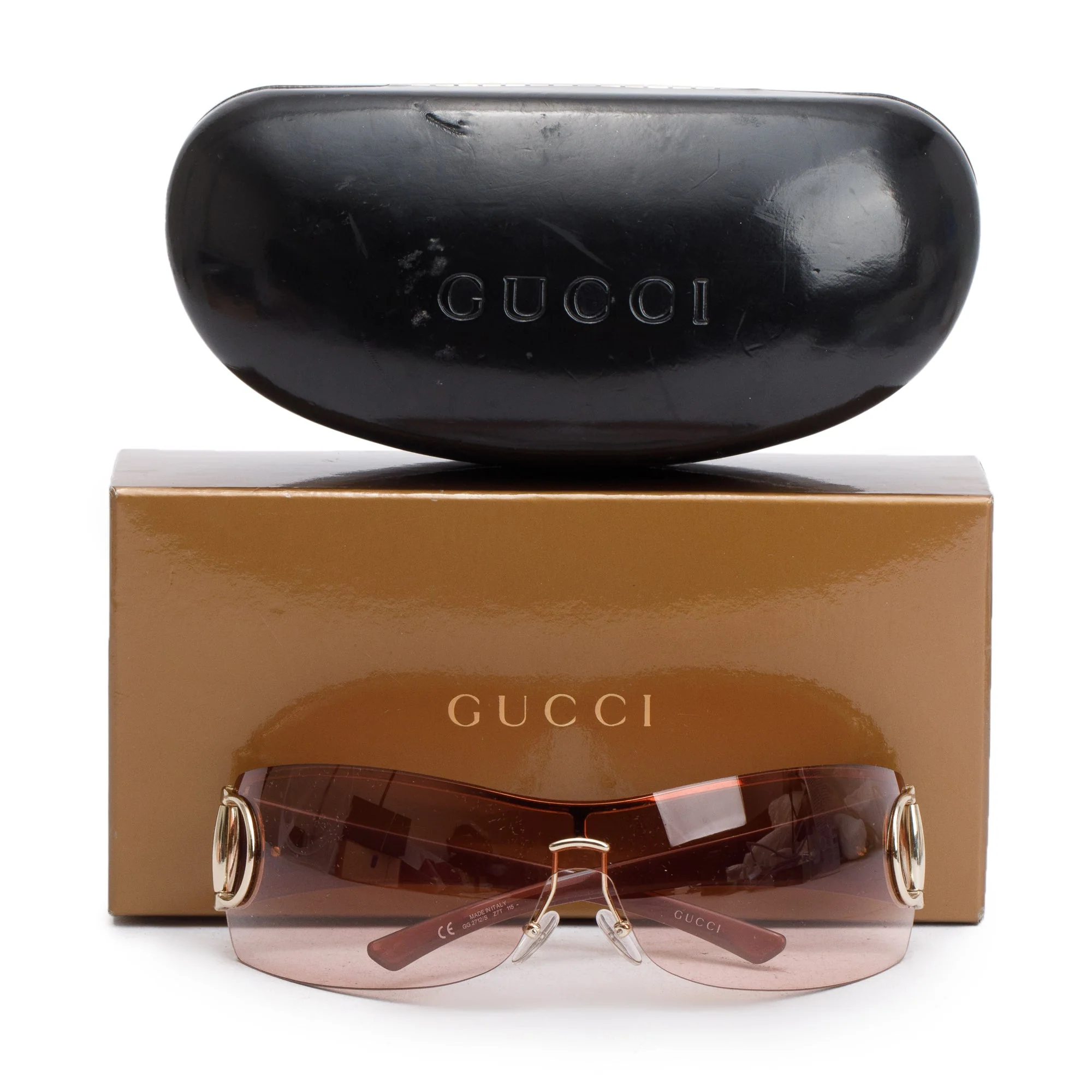 Gucci GG2712/S Brown Acetate Horsebit Shield Sunglasses w/ Box & Case - Image 2