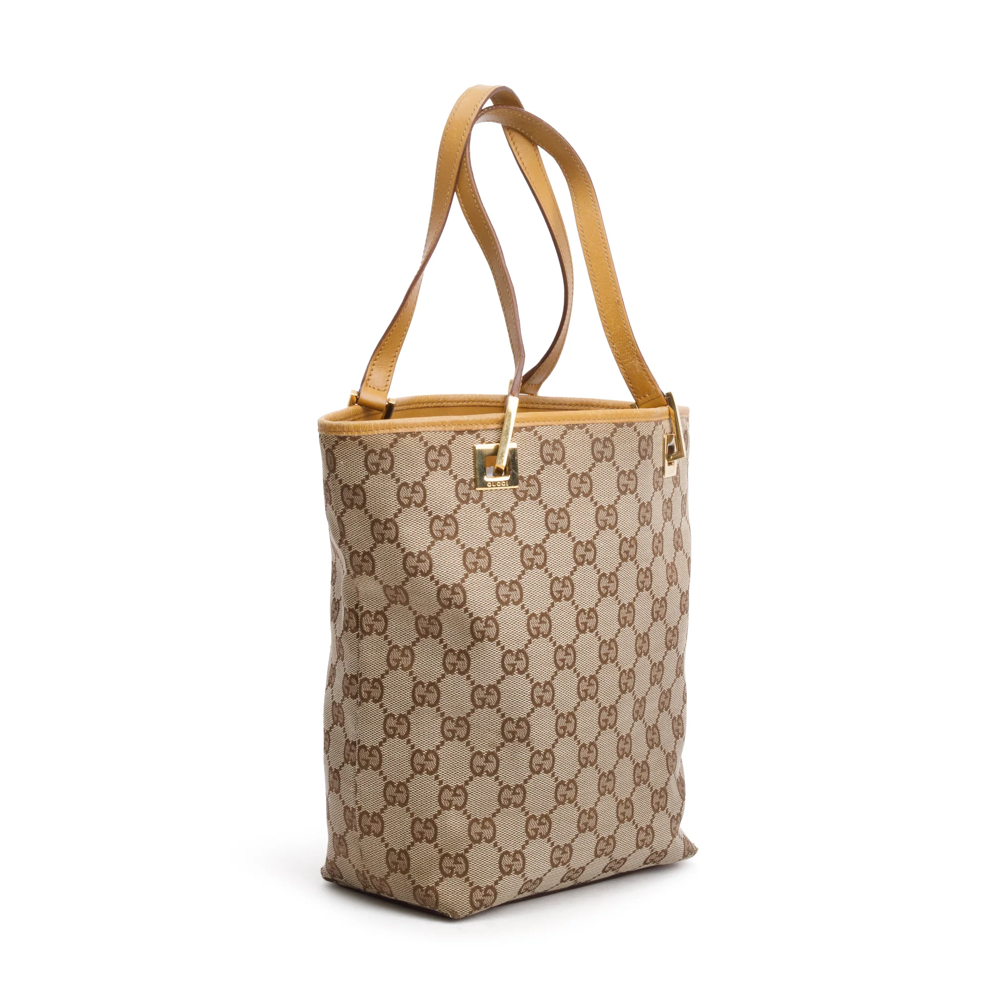 Gucci Gold GG Canvas Small Bucket Tote - Image 4