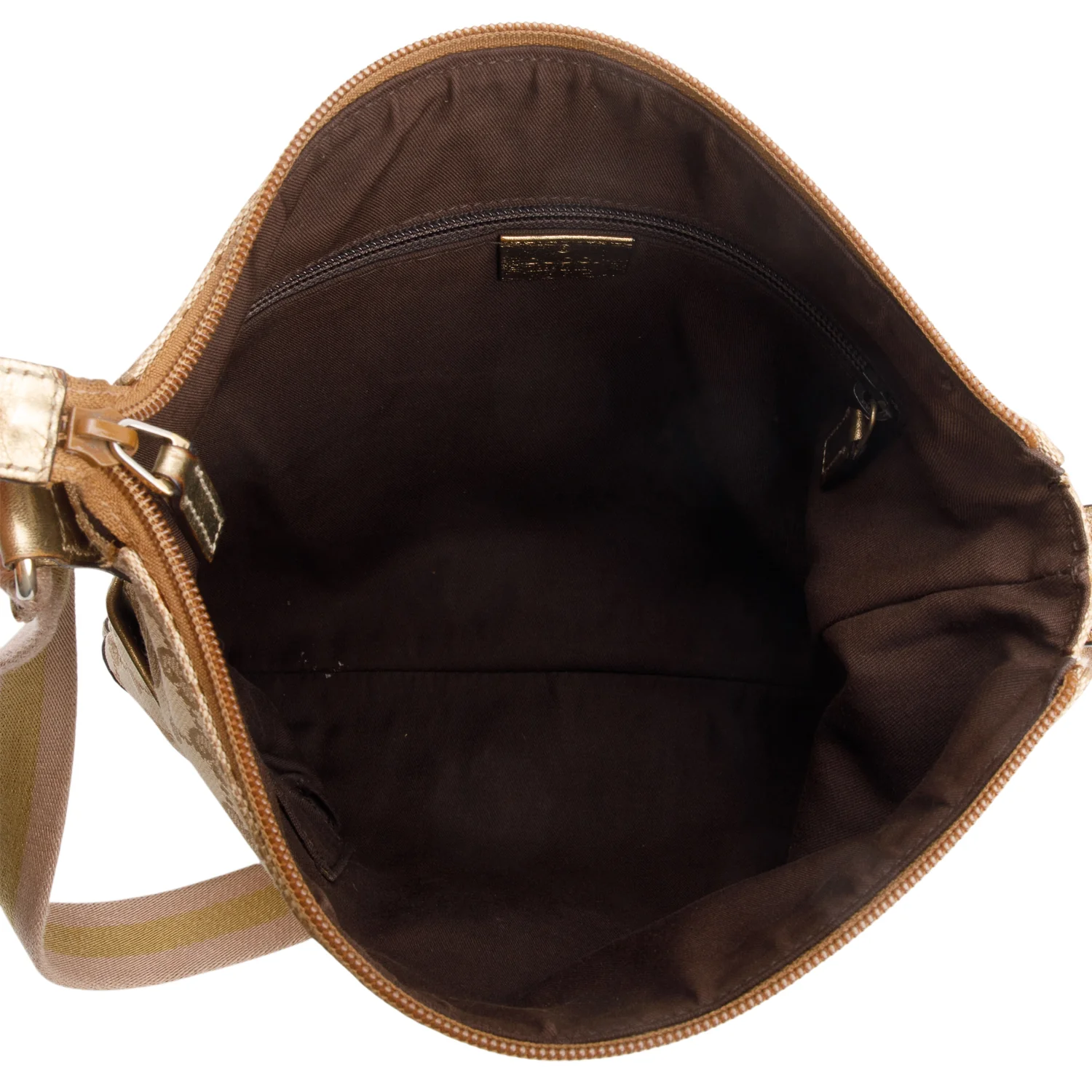 Gucci Gold Leather Trim GG Canvas Perforated Medium Messenger Bag - Image 8