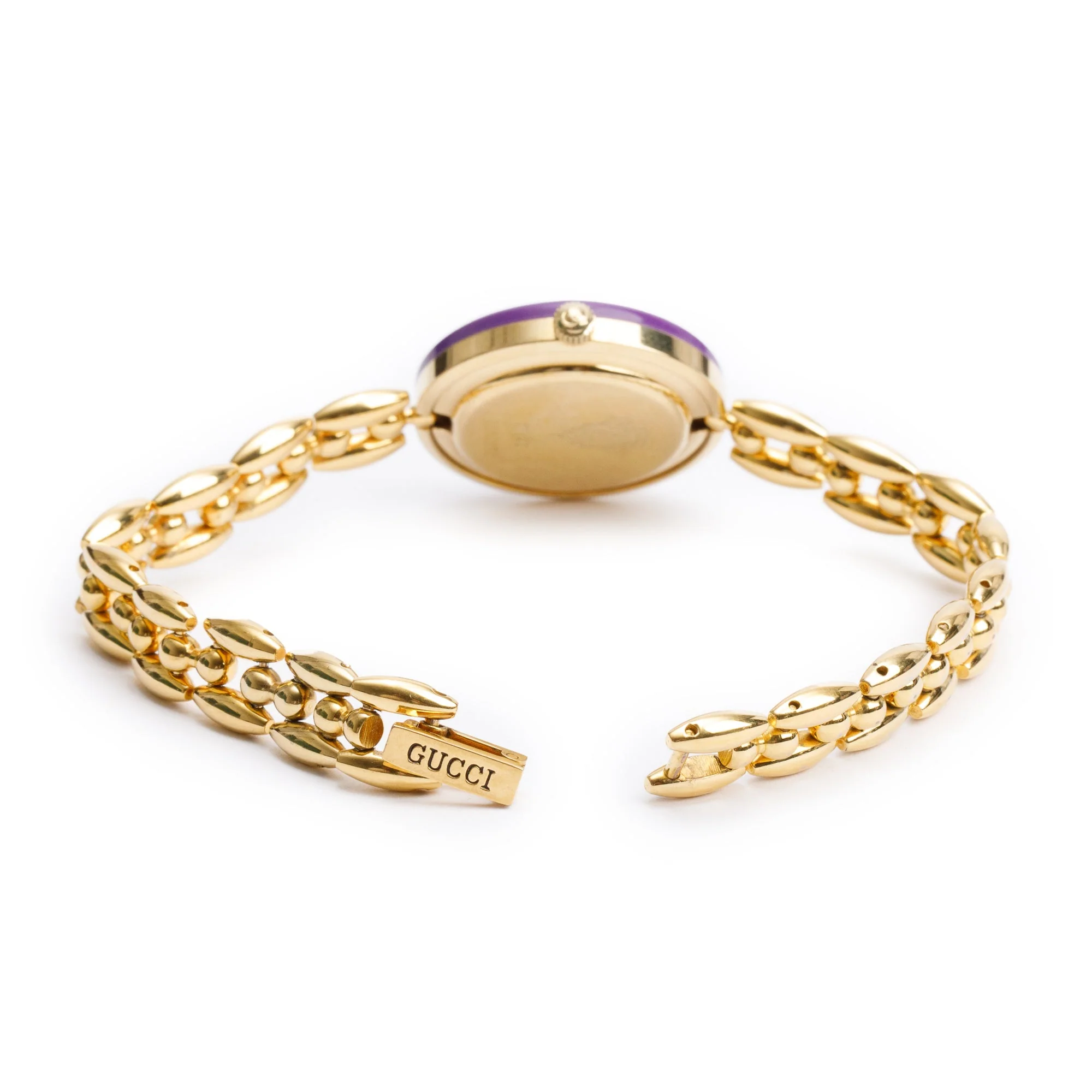 Gucci Gold Plated Stainless Steel 1100 Series 26MM Watch w/ Box & 19 Multicolour Interchangeable Bezels - Image 5