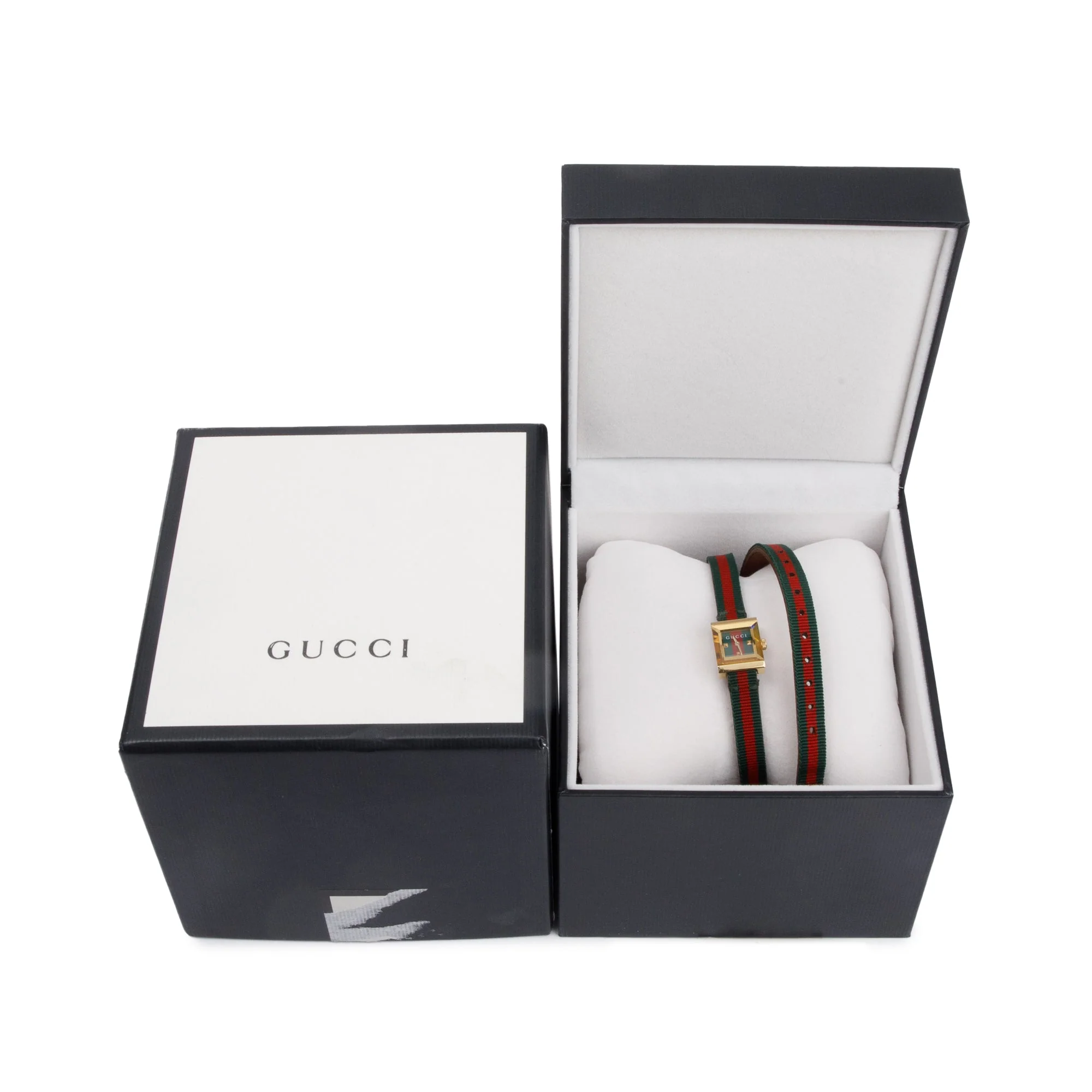 Gucci Gold-Plated Stainless Steel 128.5 G-Frame Web Watch w/ Box - Image 2