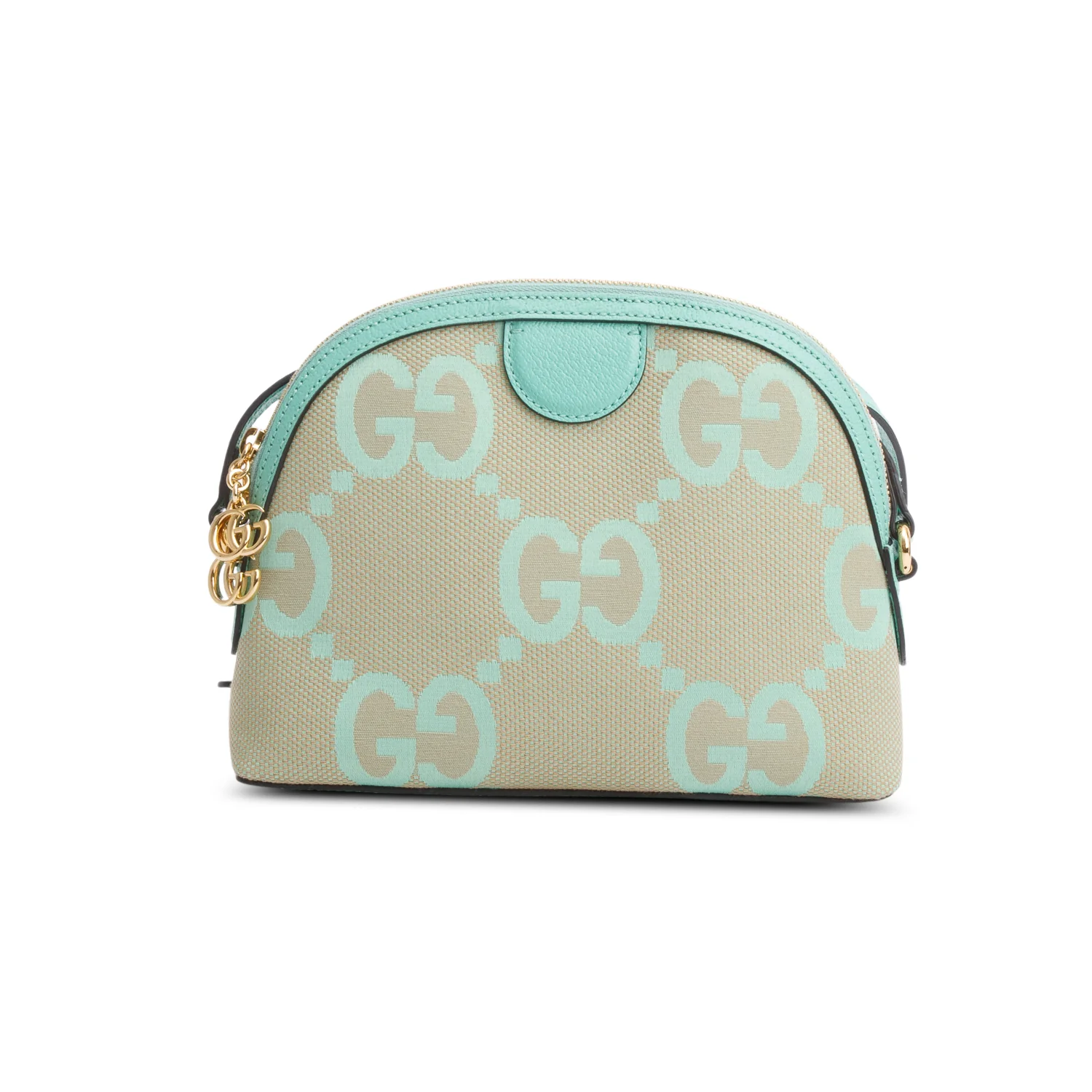 Gucci Green Calfskin Leather Trim Jumbo GG Canvas Small Ophidia Dome Crossbody Bag - Image 5