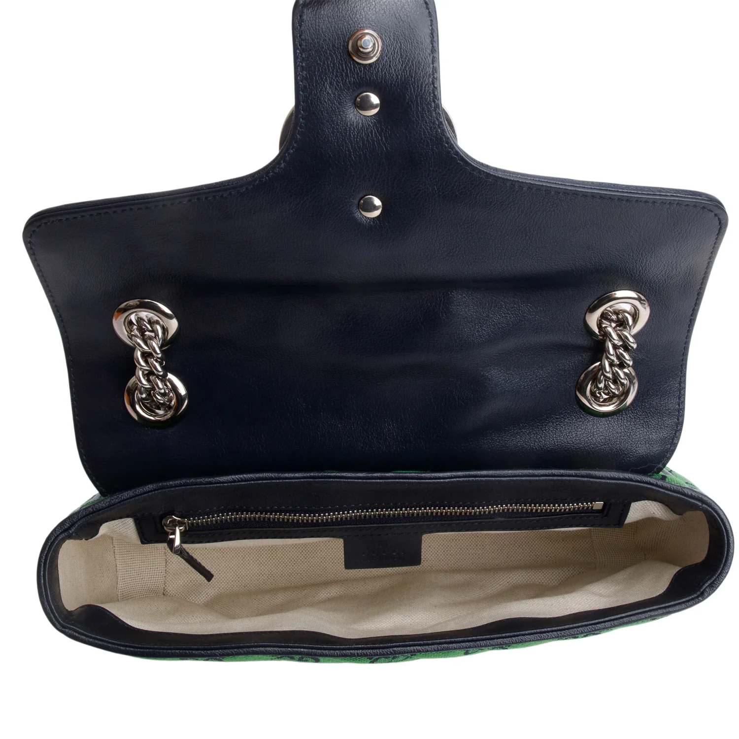 Gucci Green Monogram Matelassa Diagonal Small GG Marmont Shoulder Bag w/ Box - Image 9
