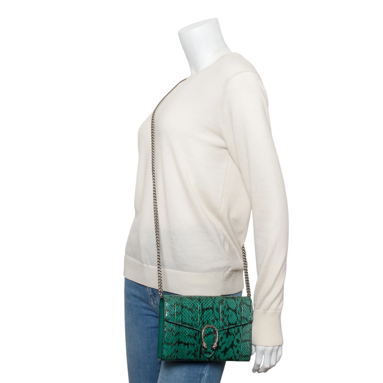 Gucci Green Python Dionysus Wallet on Chain - Image 2