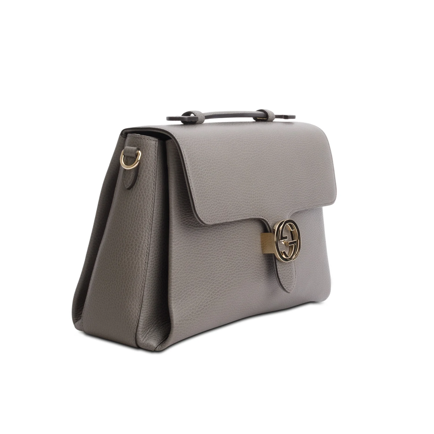 Gucci Grey Dollar Calfskin Interlocking G Top Handle Shoulder Bag w/ Box - Image 5