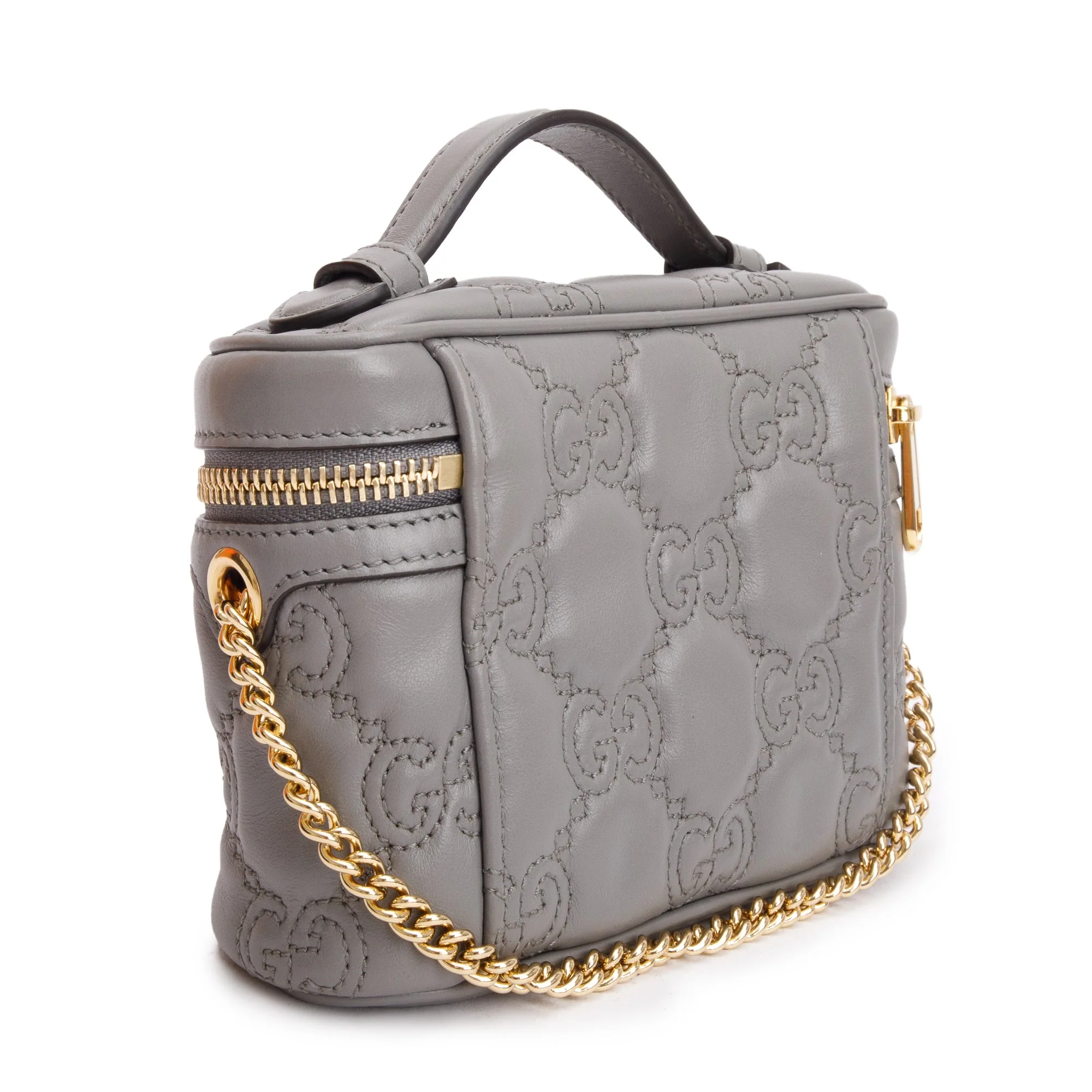Gucci Grey GG Matelasse Leather Mini Top Handle Bag - Image 5