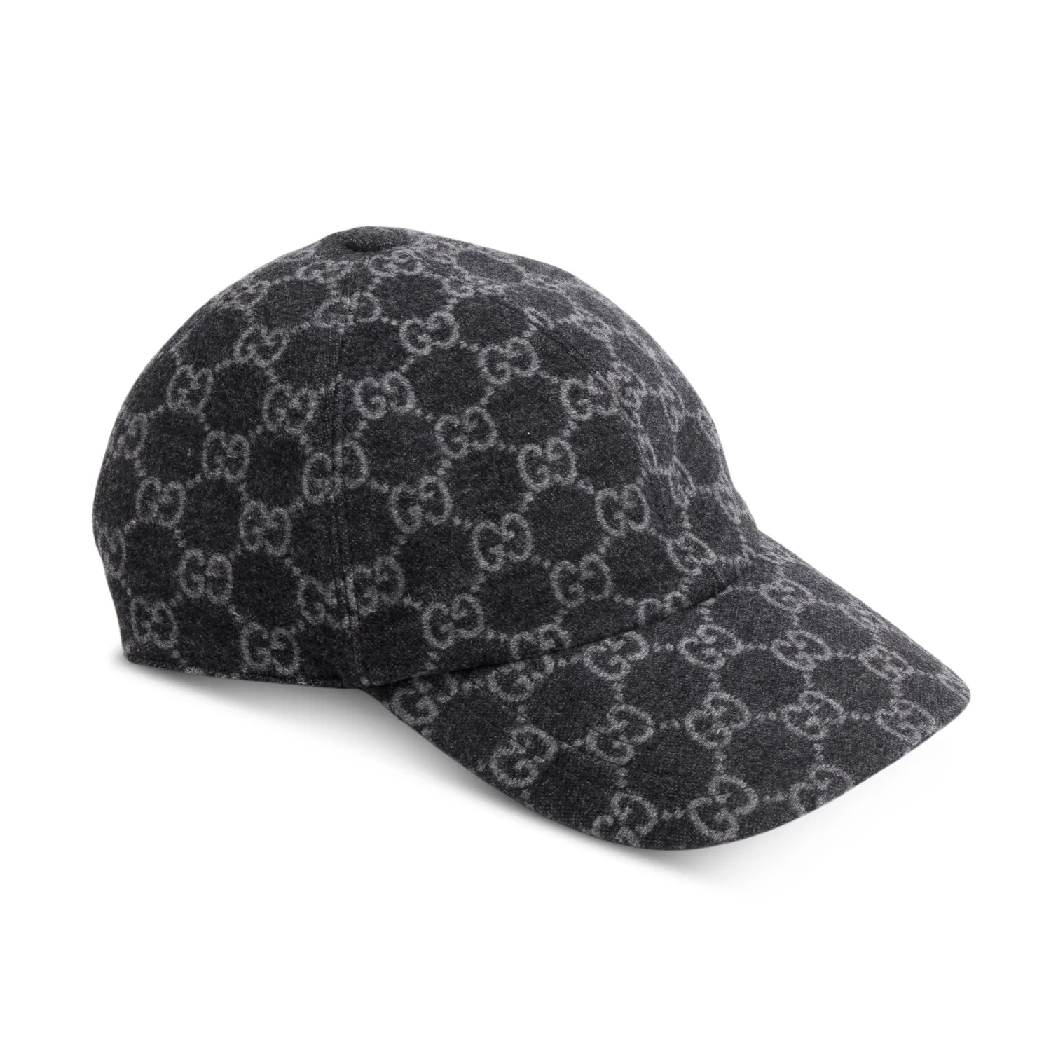 Gucci Grey Wool GG Monogram Baseball Hat, Size M 58 - Image 2