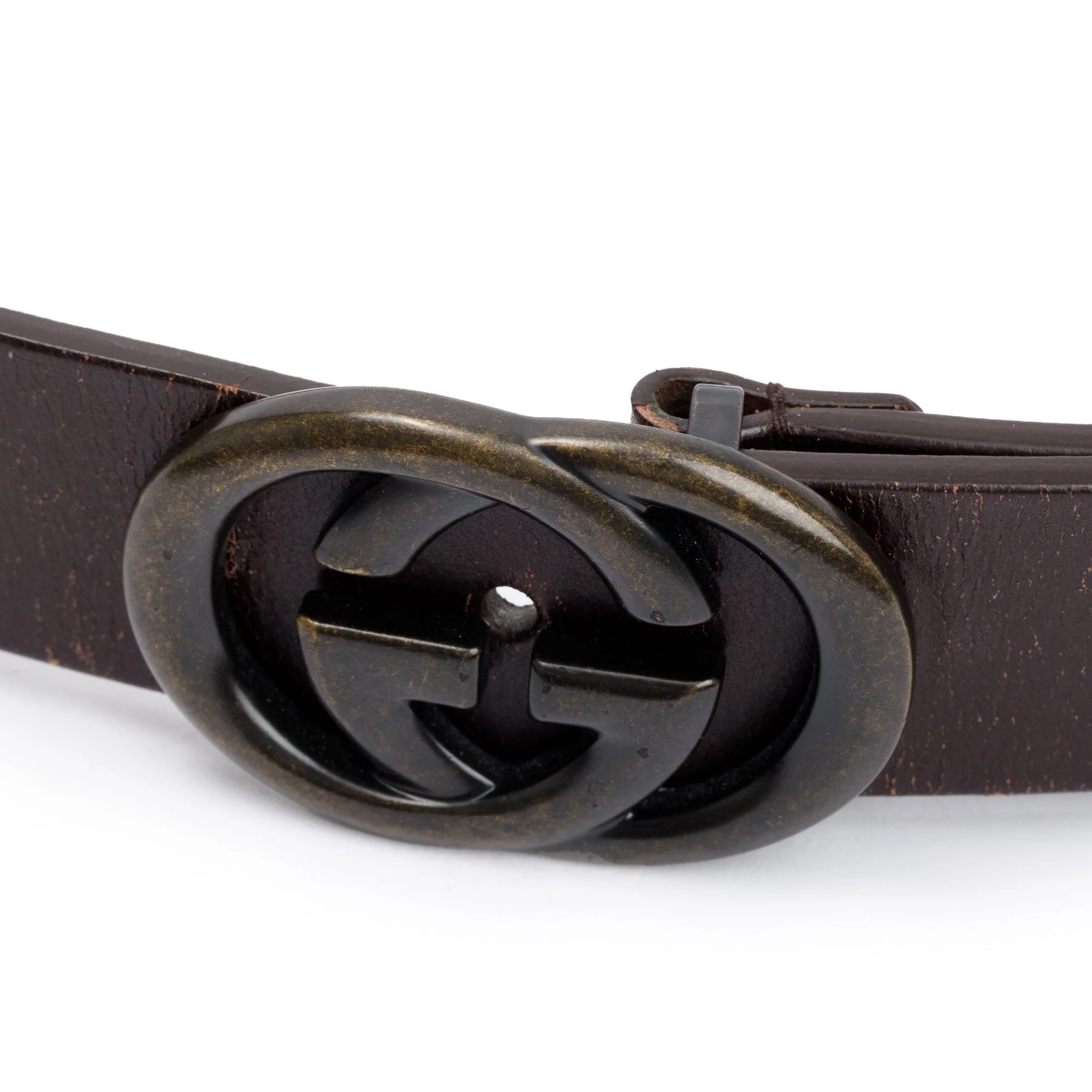 Gucci Interlocking G Buckle Brown Leather Belt, 90 36 - Image 2