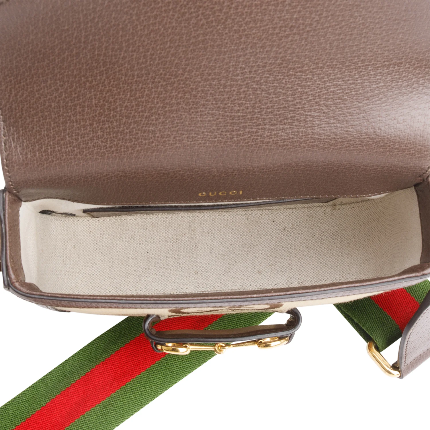Gucci Jumbo GG Canvas Brown Leather Trim Horsebit 1955 Small Shoulder Bag  w/ Straps - Image 8