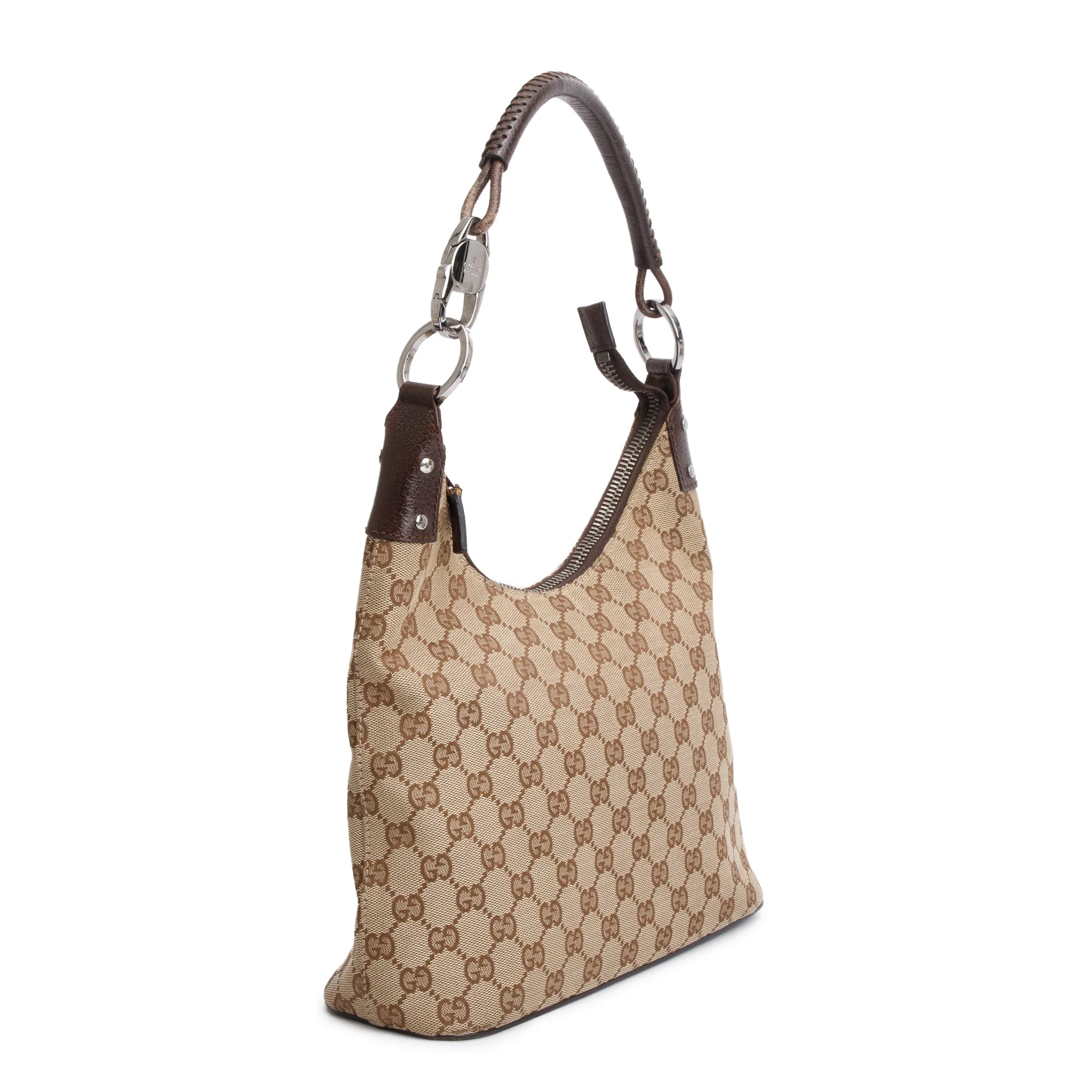 Gucci Leather Trim GG Canvas Hobo Bag - Image 2