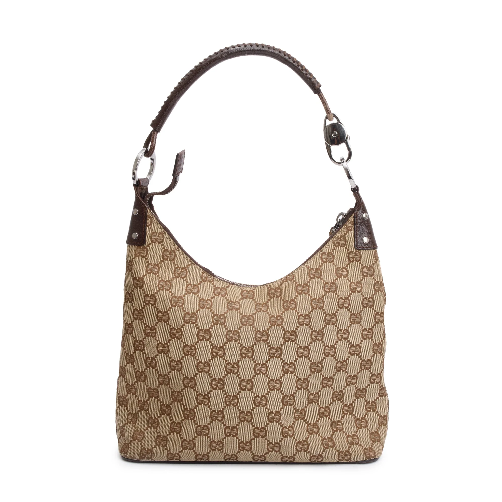 Gucci Leather Trim GG Canvas Hobo Bag - Image 3