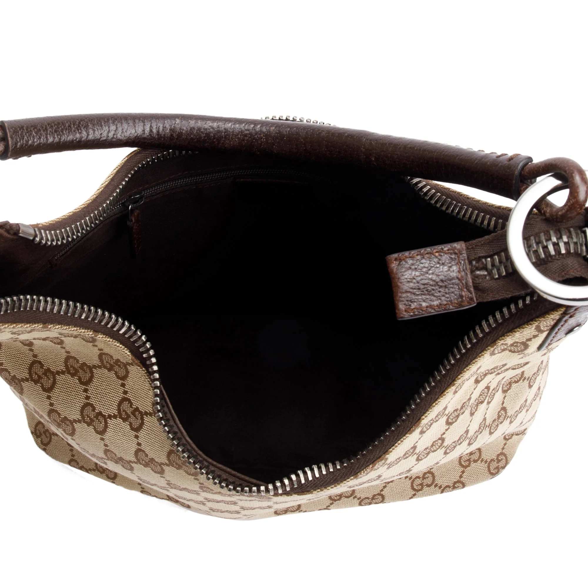 Gucci Leather Trim GG Canvas Hobo Bag - Image 6