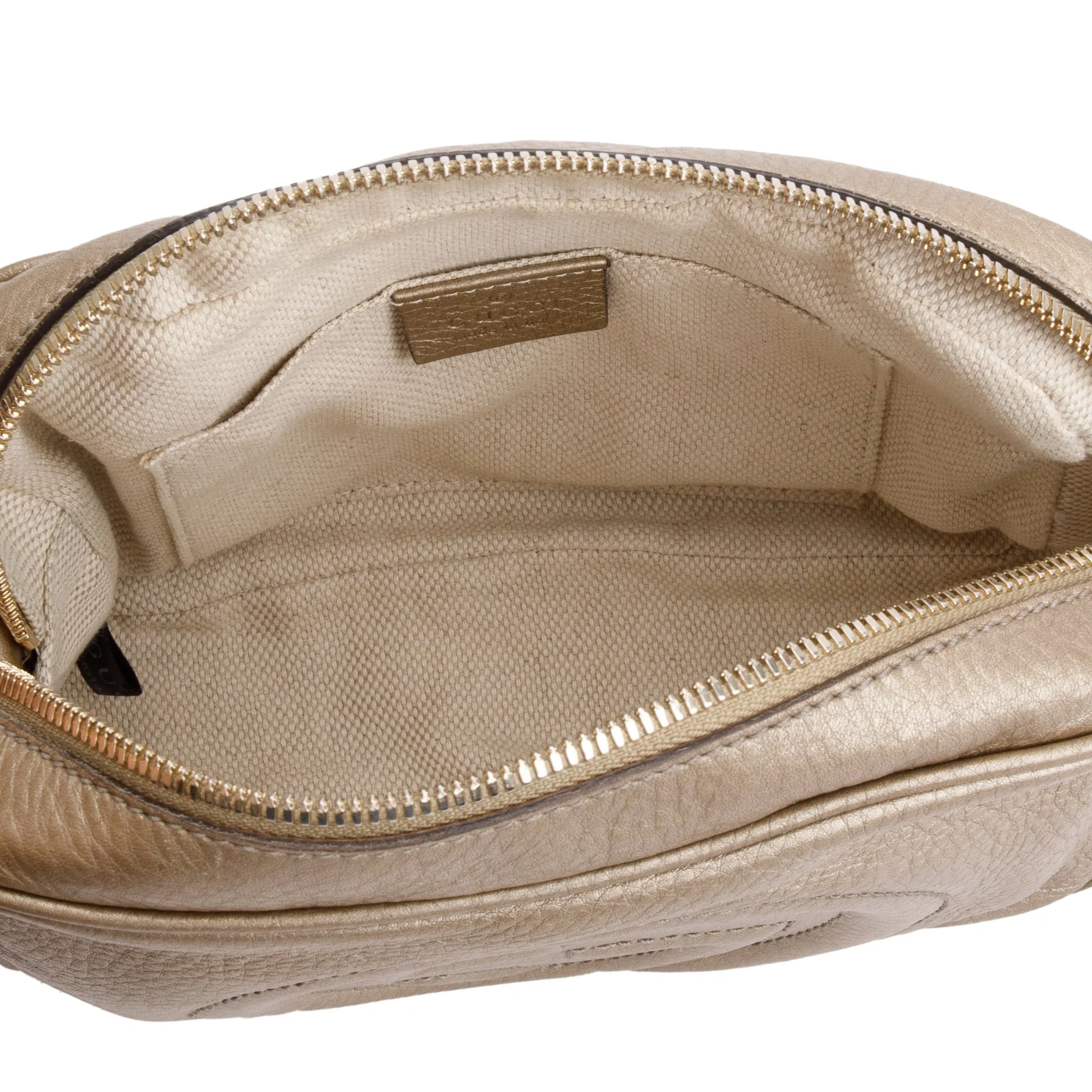 Gucci Metallic Gold Pebbled Calfskin Leather Small Soho Disco Bag - Image 8