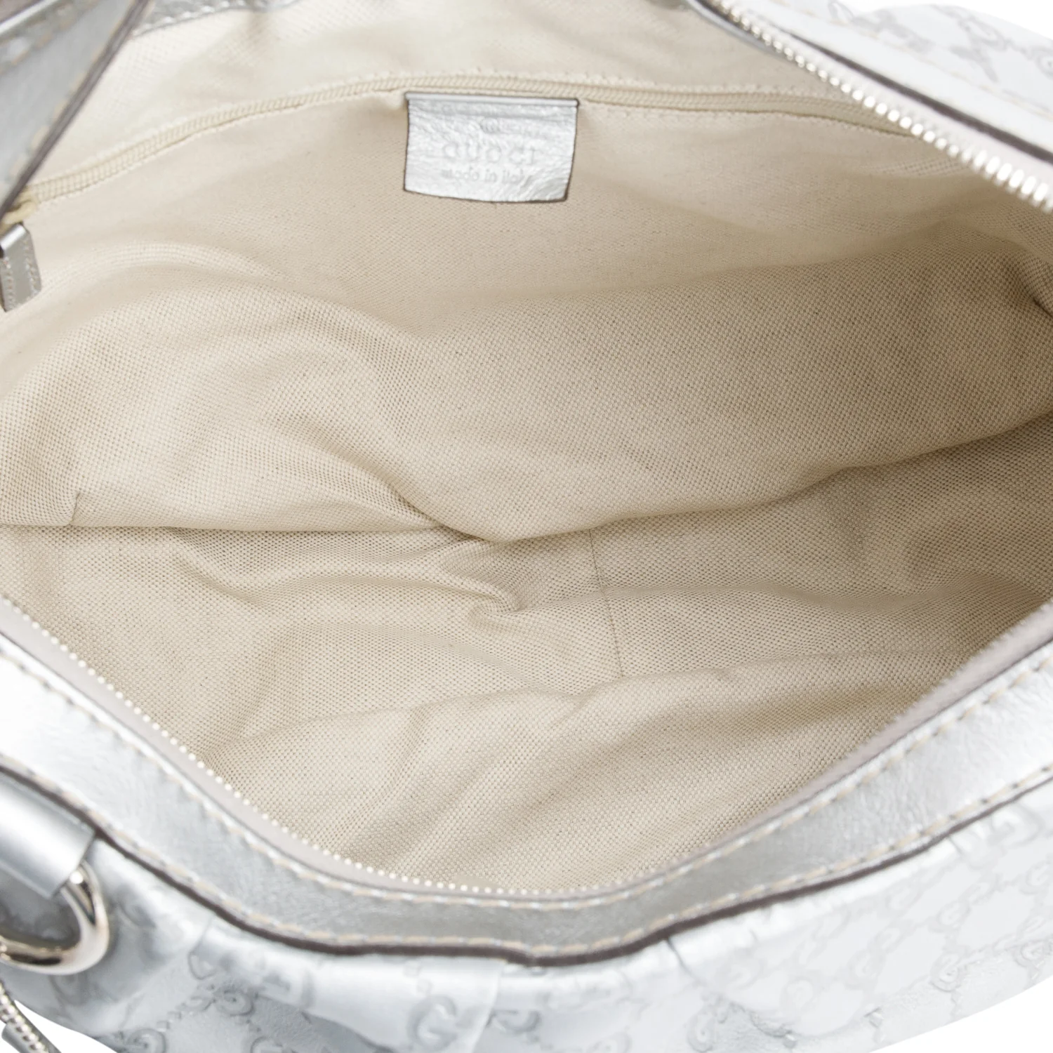 Gucci Metallic Silver GG Signature Leather Medium Sukey Hobo - Image 7