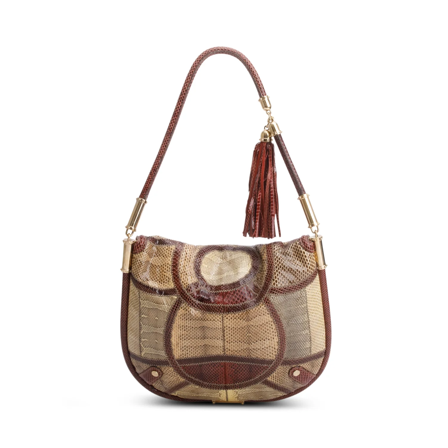 Gucci Multicolor Snakeskin Medium Britt Tassel Shoulder Bag - Image 4
