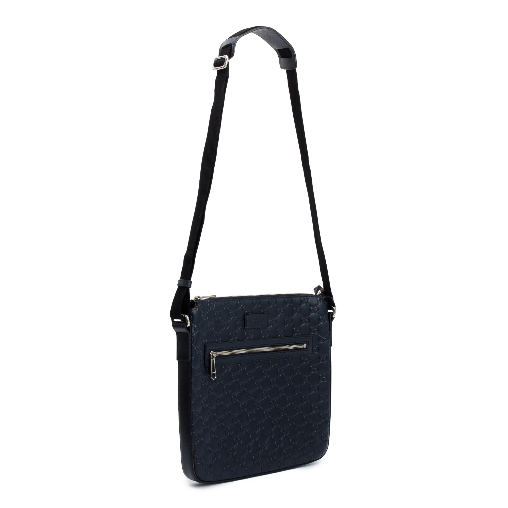 Gucci Navy GG Signature Leather Medium Messenger Bag - Image 4