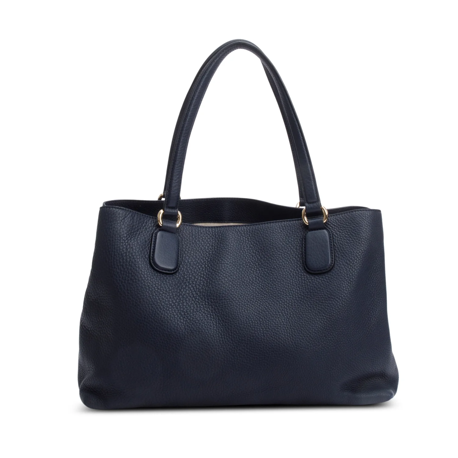 Gucci Navy Grained Leather Medium Soho Working Tote w/ Strap - Image 5