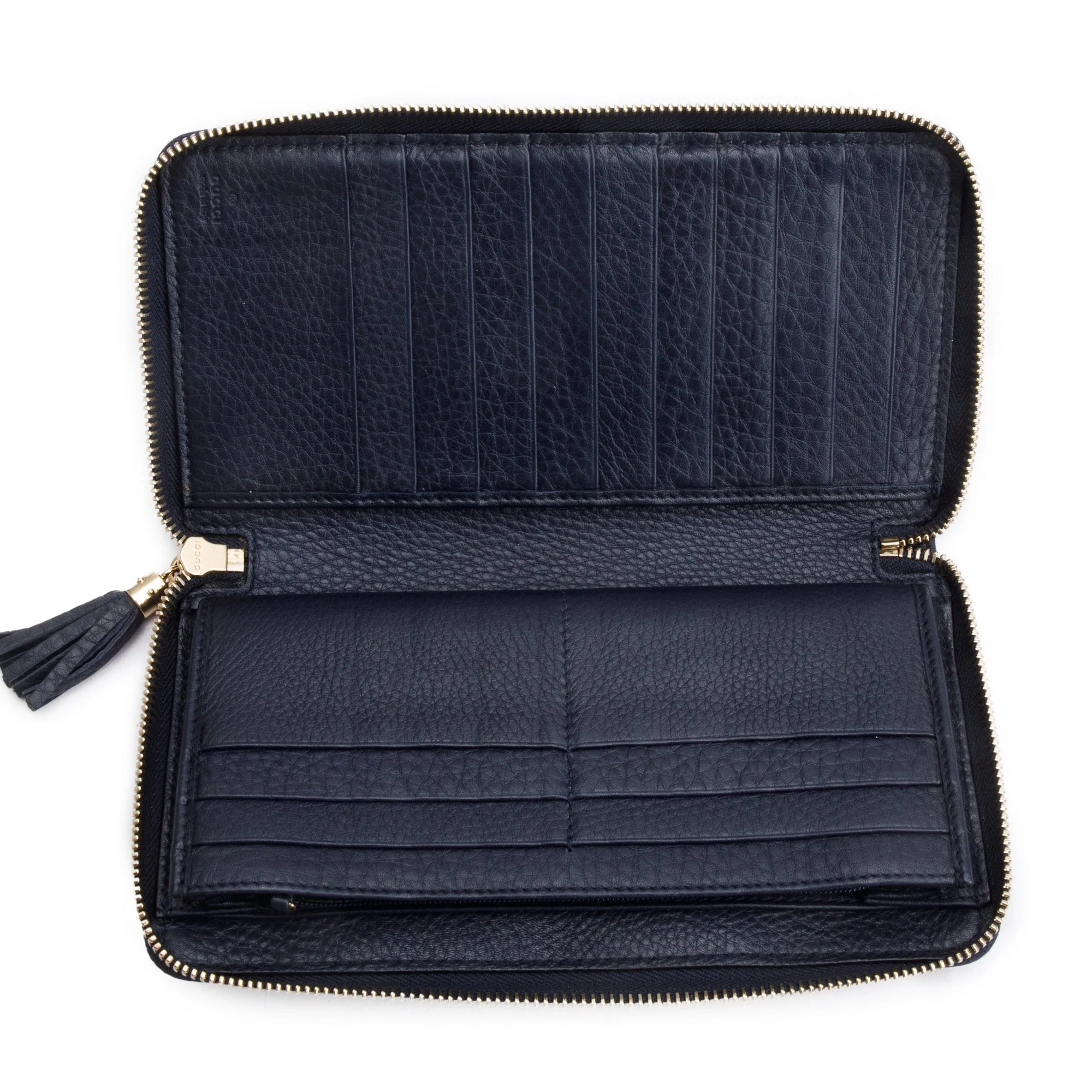 Gucci Navy Leather Soho GG Logo Continental Zip Around Wallet - Image 5
